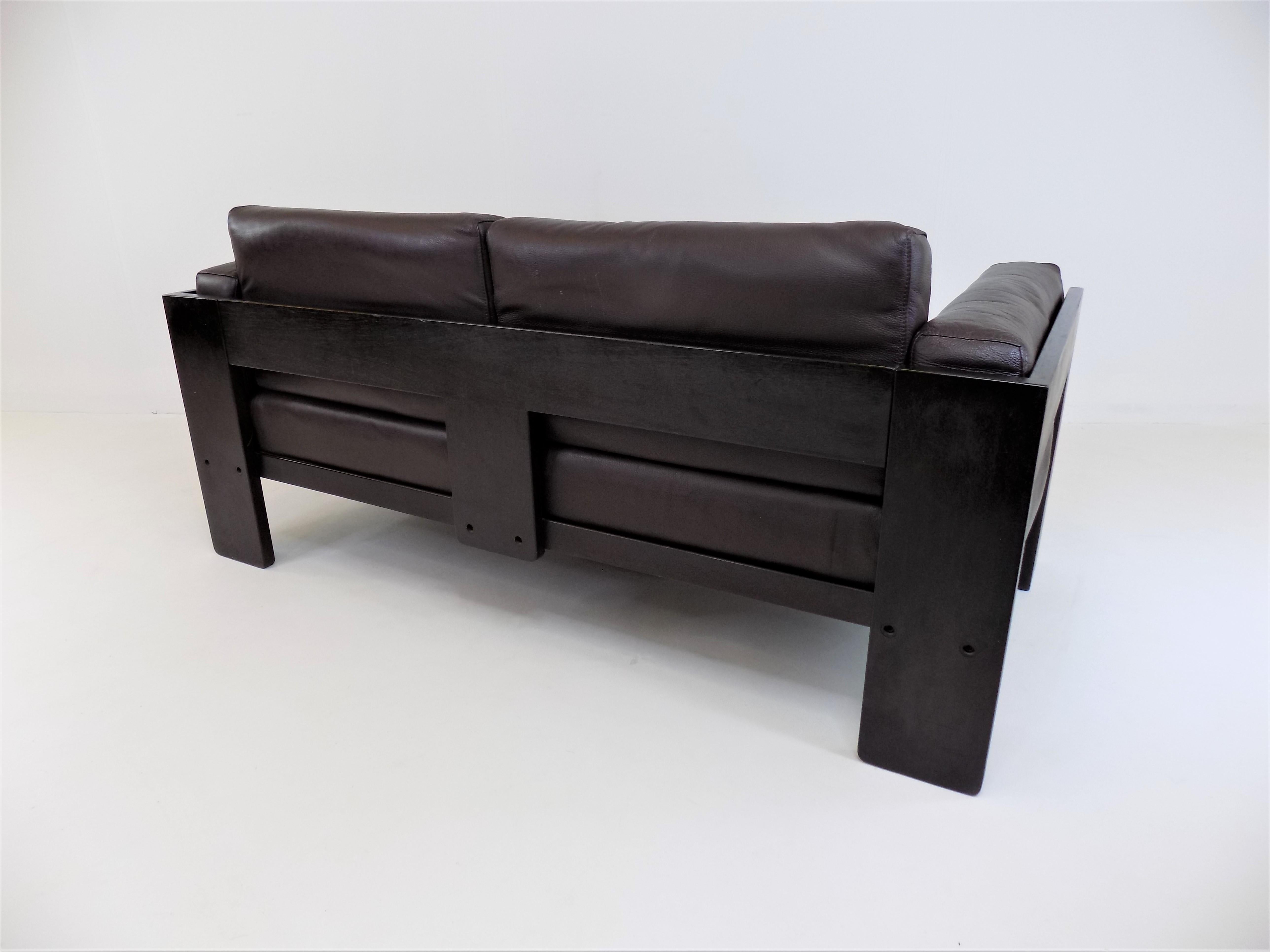 Mid-20th Century Bastiano 2 Seater Leather Sofa by Tobia & Afra Scarpa for Gavina / Knoll, Italy