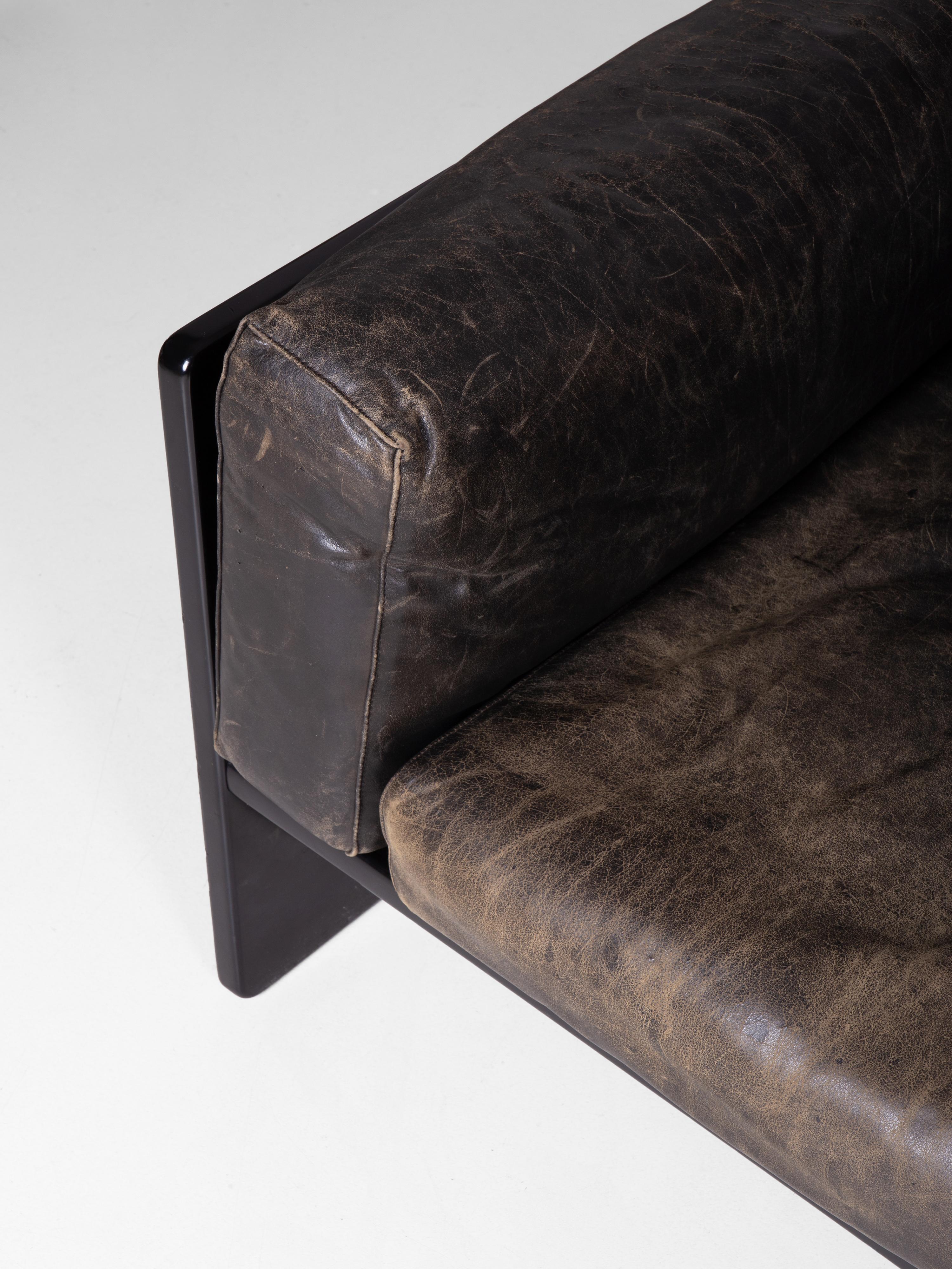 Bastiano 3 seater sofa in leather by Tobia Scarpa for Gavina, 1960 For Sale 5