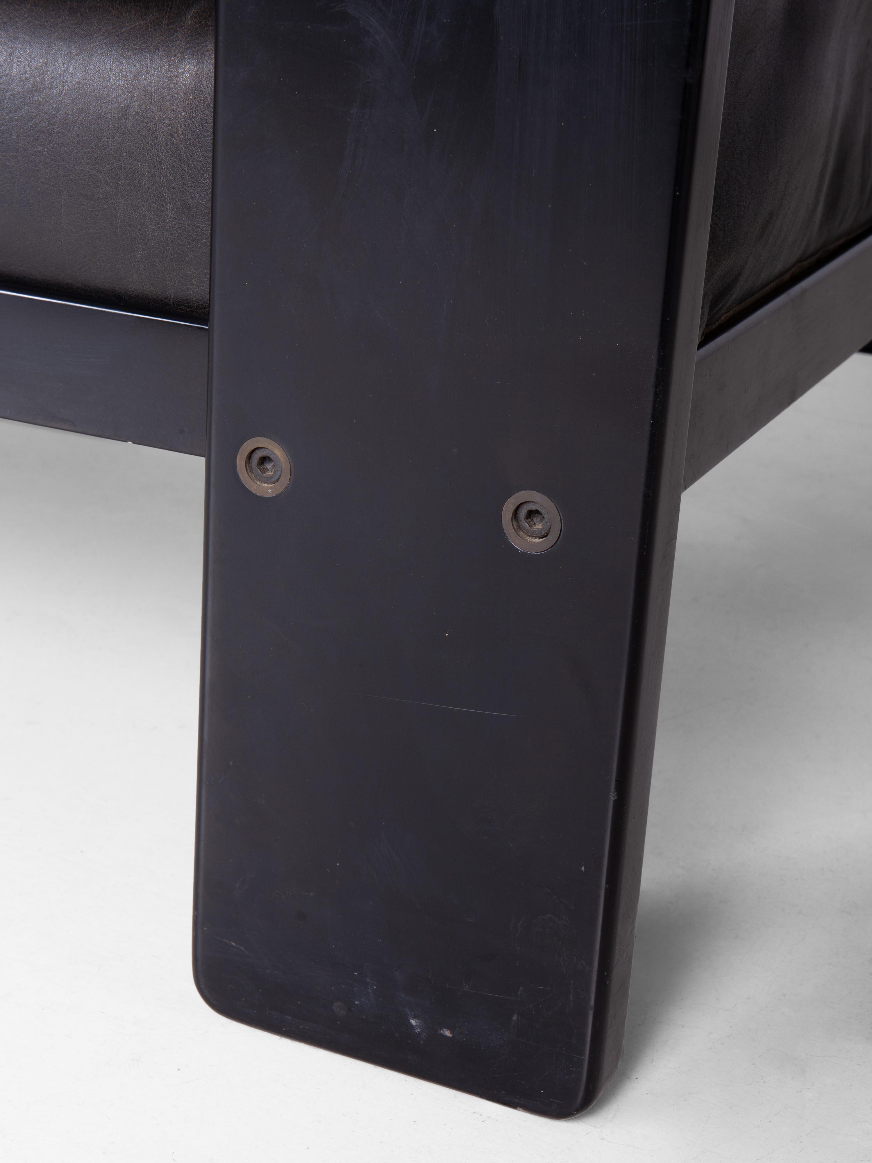 Leather Bastiano 3 seater sofa in leather by Tobia Scarpa for Gavina, 1960 For Sale