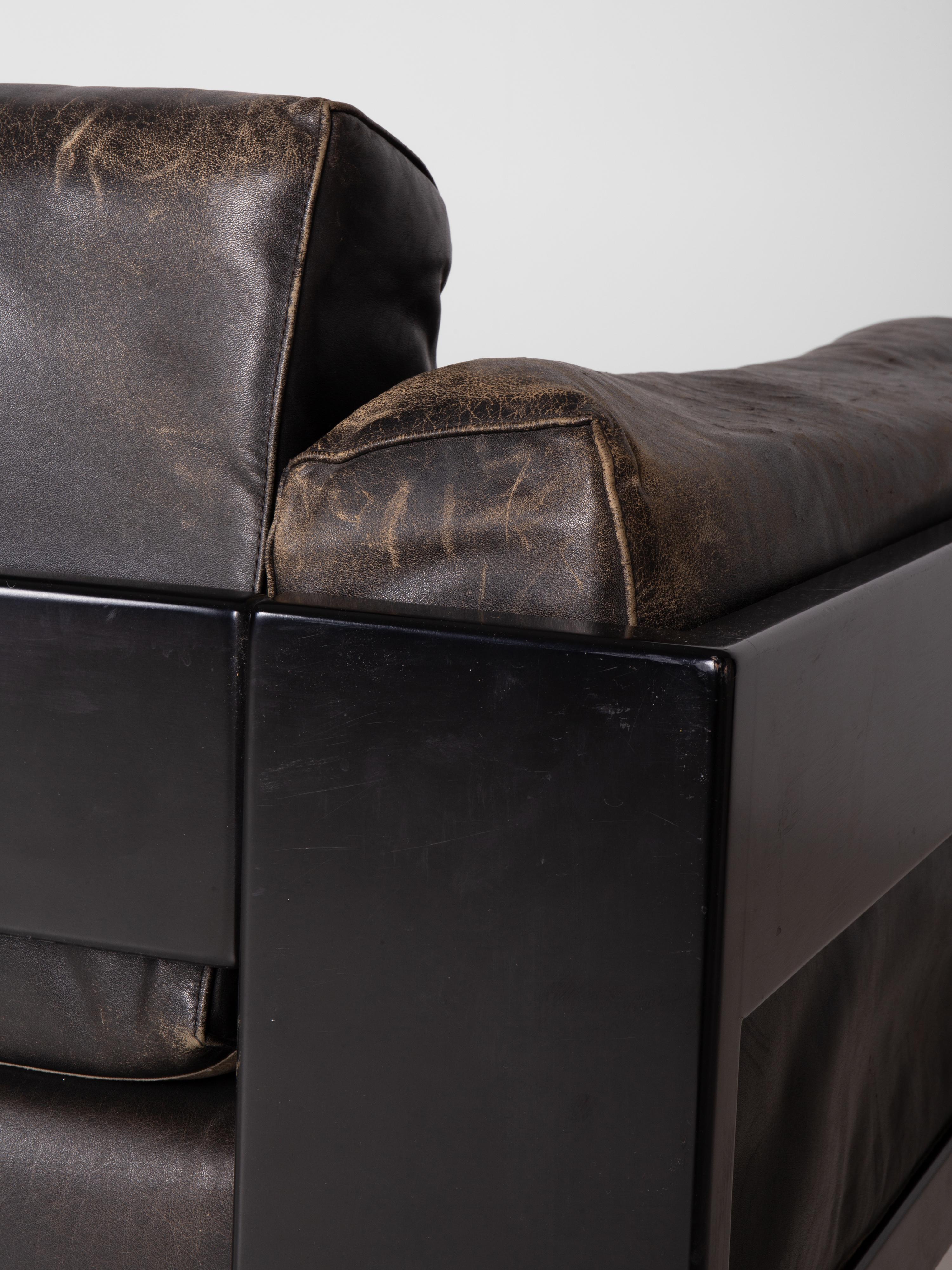 Bastiano 3 seater sofa in leather by Tobia Scarpa for Gavina, 1960 For Sale 1