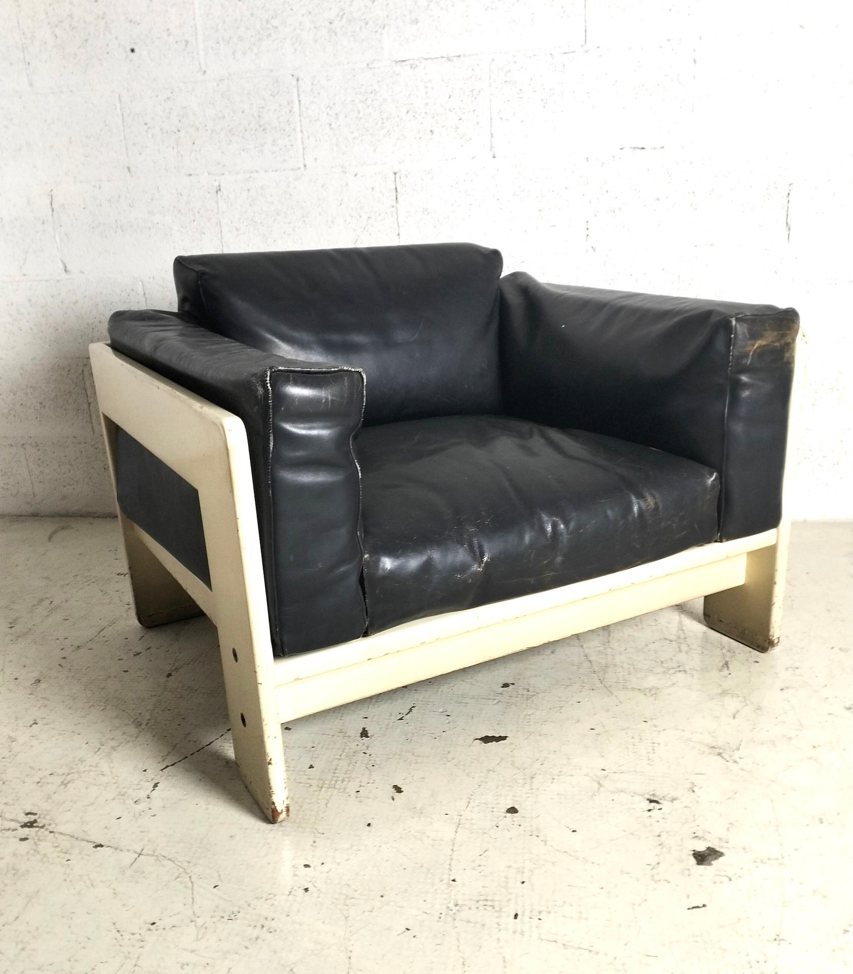 Bastiano leather armchair by Afra e Tobia Scarpa for Gavina 60s, 70s For Sale 3