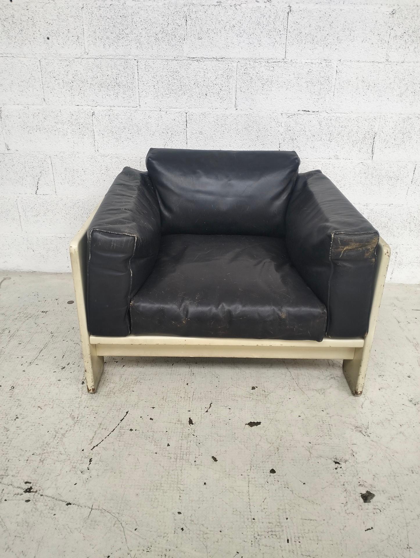 Bastiano leather armchair by Afra e Tobia Scarpa for Gavina 60s, 70s For Sale 6