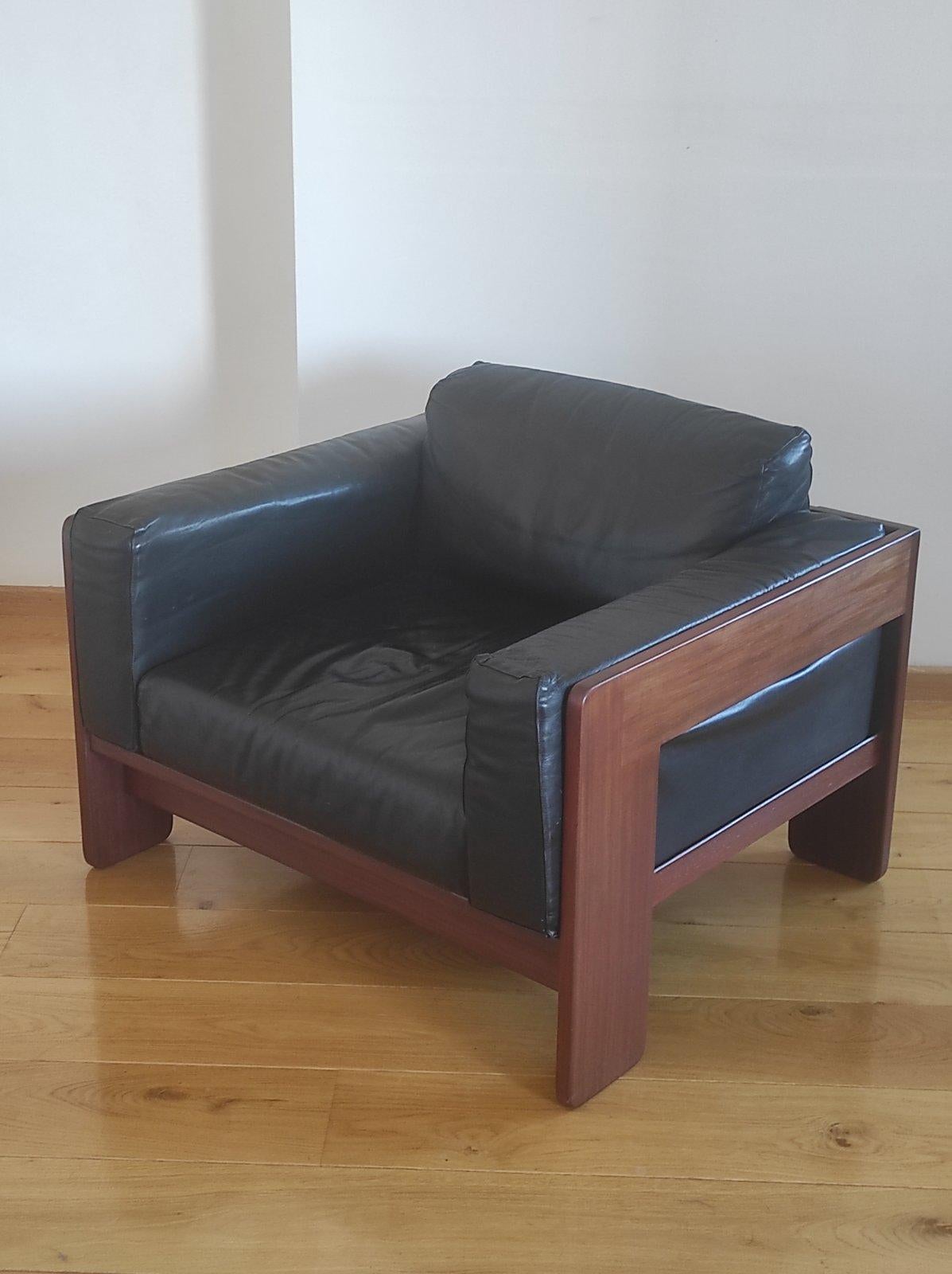 italien Chaise longue en cuir Bastiano par Afra & Tobia Scarpa pour Gavina 1960s en vente