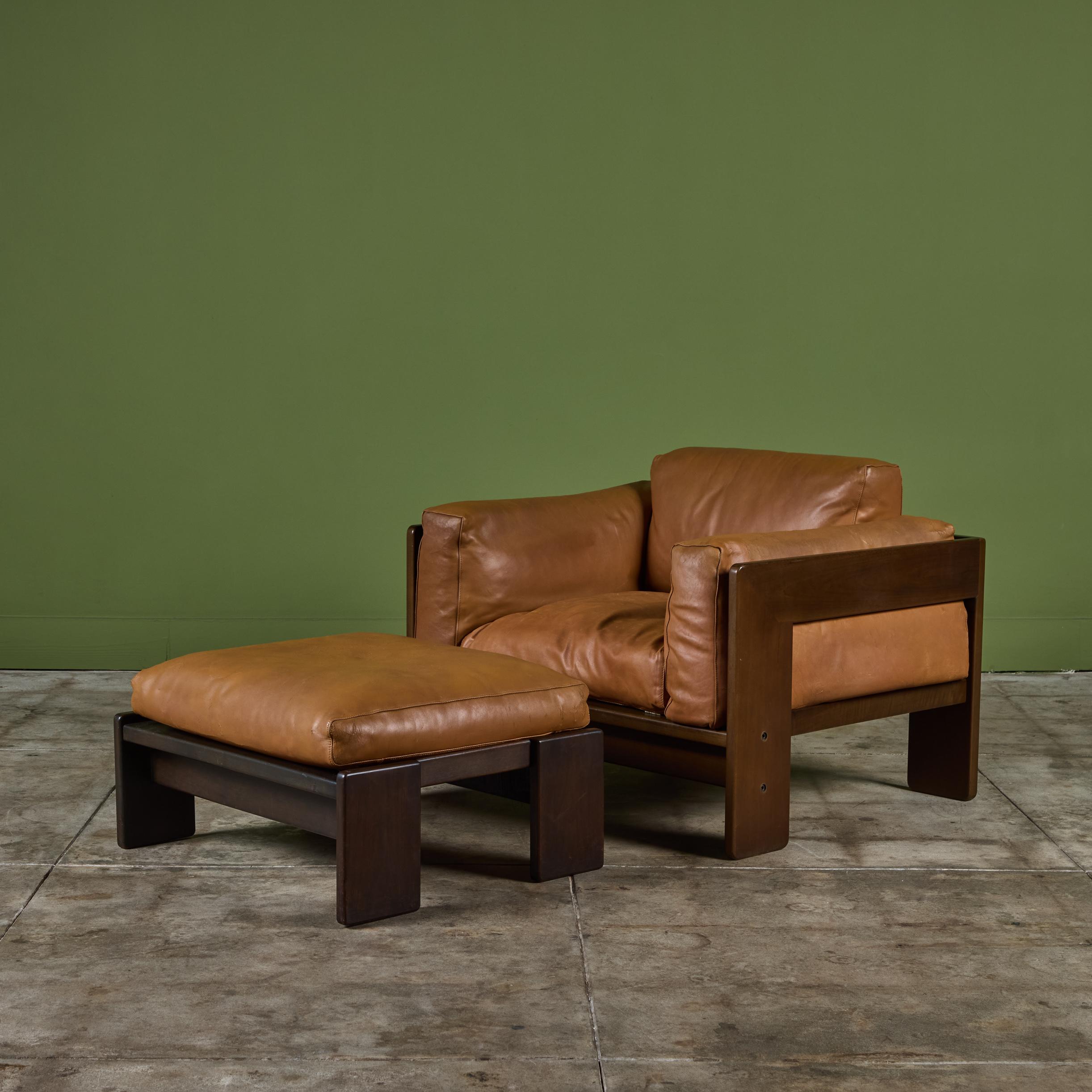 Leather Bastiano Lounge Chair and Ottoman by Tobia Scarpa for Gavina