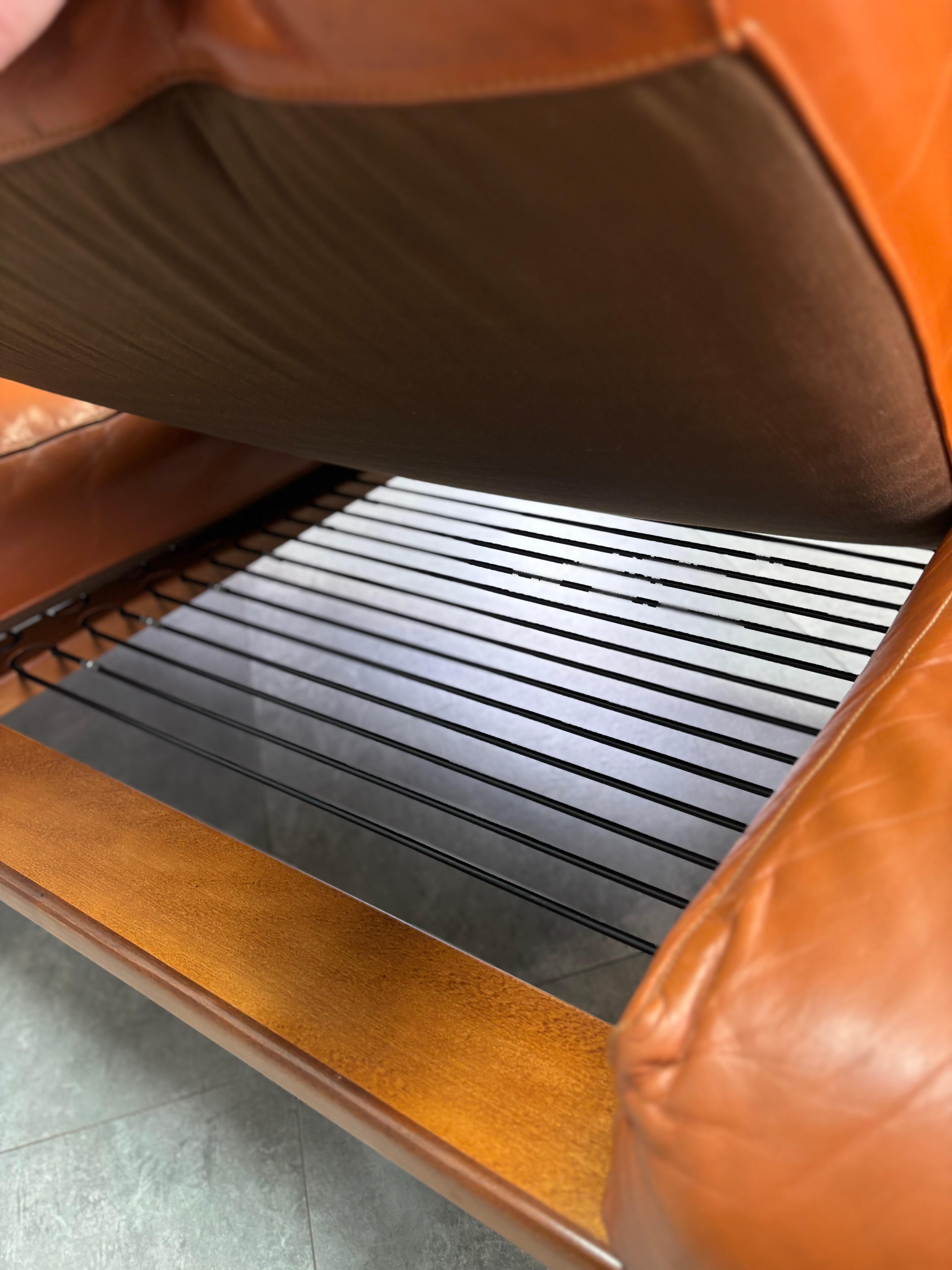 Late 20th Century Bastiano sofa by Afra & Tobia Scarpa for Gavina 1970s, original cognac leather in vendita