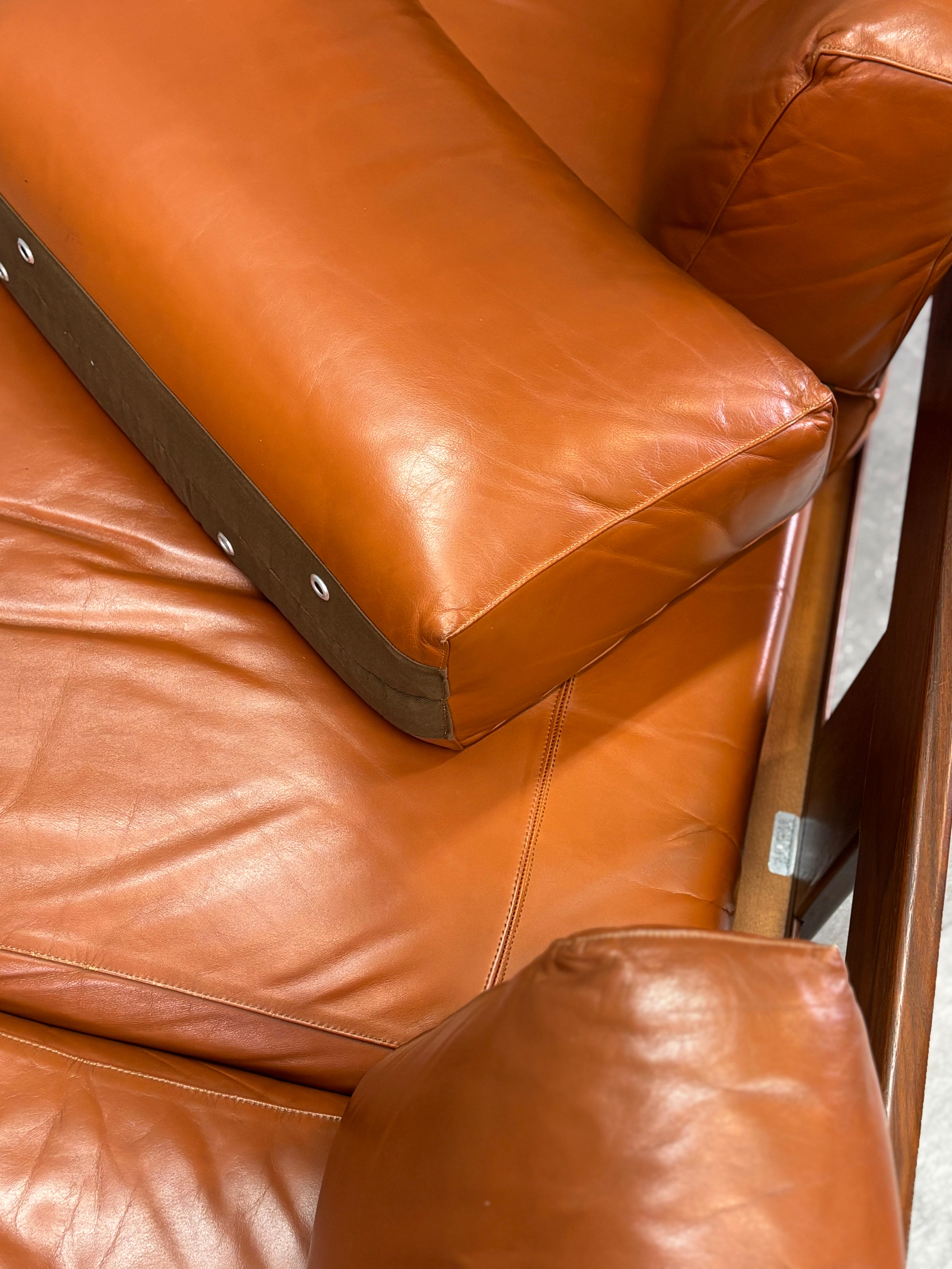 Pelle Bastiano sofa by Afra & Tobia Scarpa for Gavina 1970s, original cognac leather in vendita