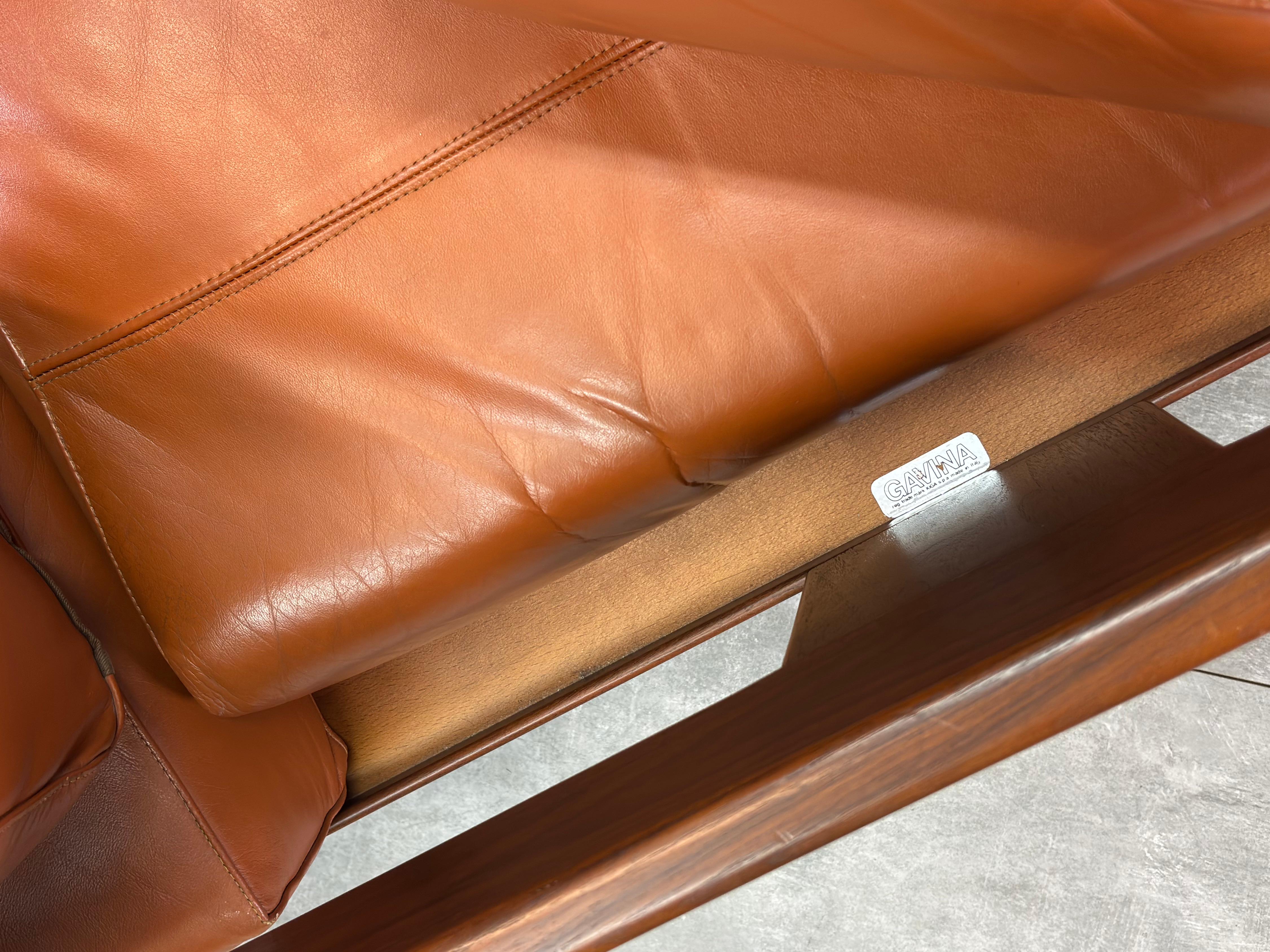 Bastiano sofa by Afra & Tobia Scarpa for Gavina 1970s, original cognac leather in vendita 2