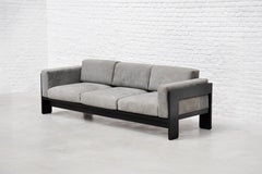 Bastiano Sofa by Tobia Scarpa for Gavina in Gray Suede and Black Wood, 1960s