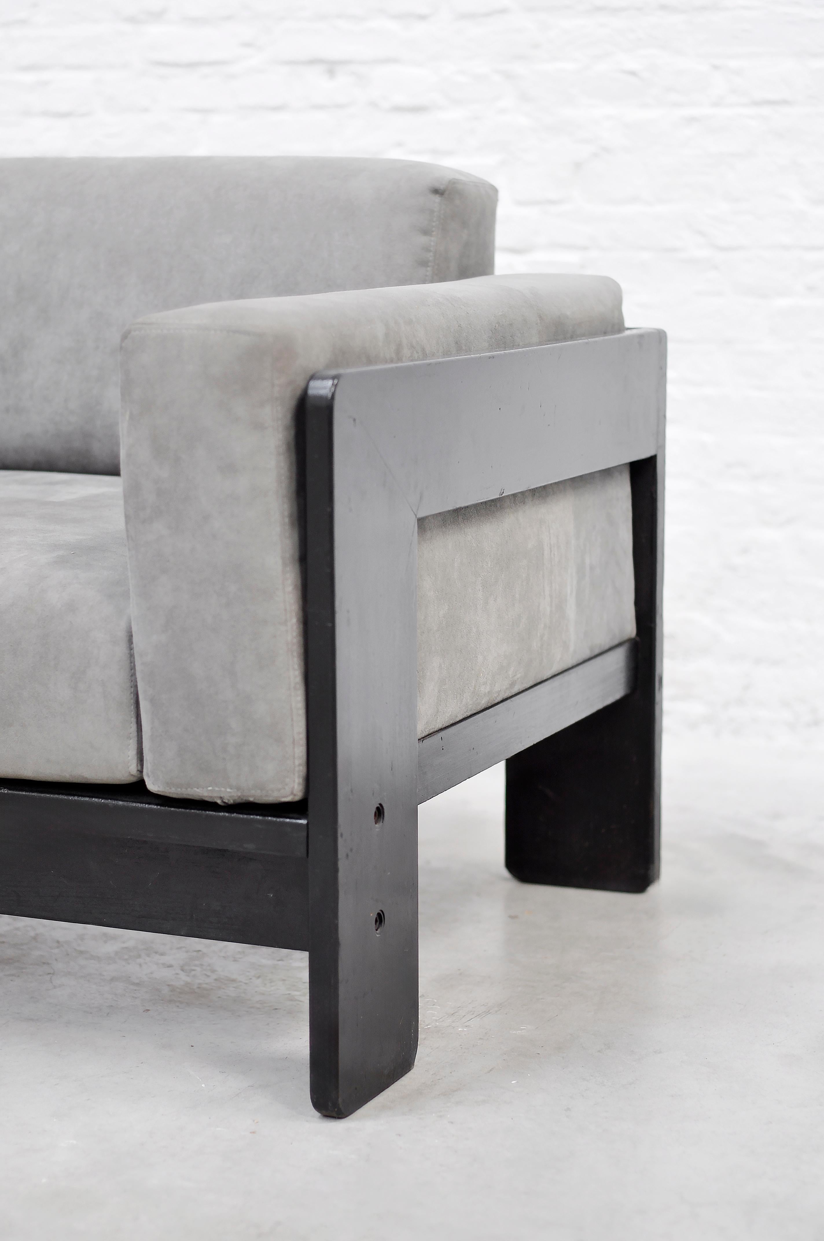 Canapé Bastiano de Tobia Scarpa pour Gavina en daim gris et Wood Wood, années 1960 en vente 1