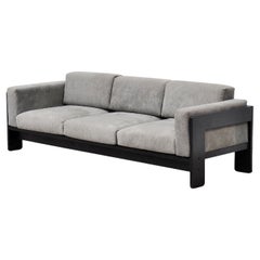 Bastiano Sofa by Tobia Scarpa for Gavina in Gray Suede and Black Wood, 1960s