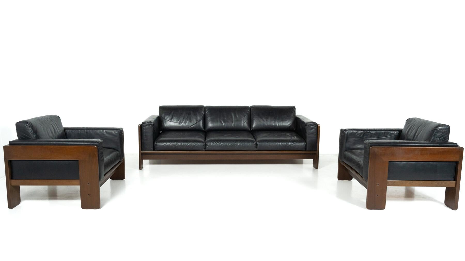 Bastiano Sofa by Tobia Scarpa for Knoll, leather and Wood , Italy, 1962 mediados del siglo XX en venta