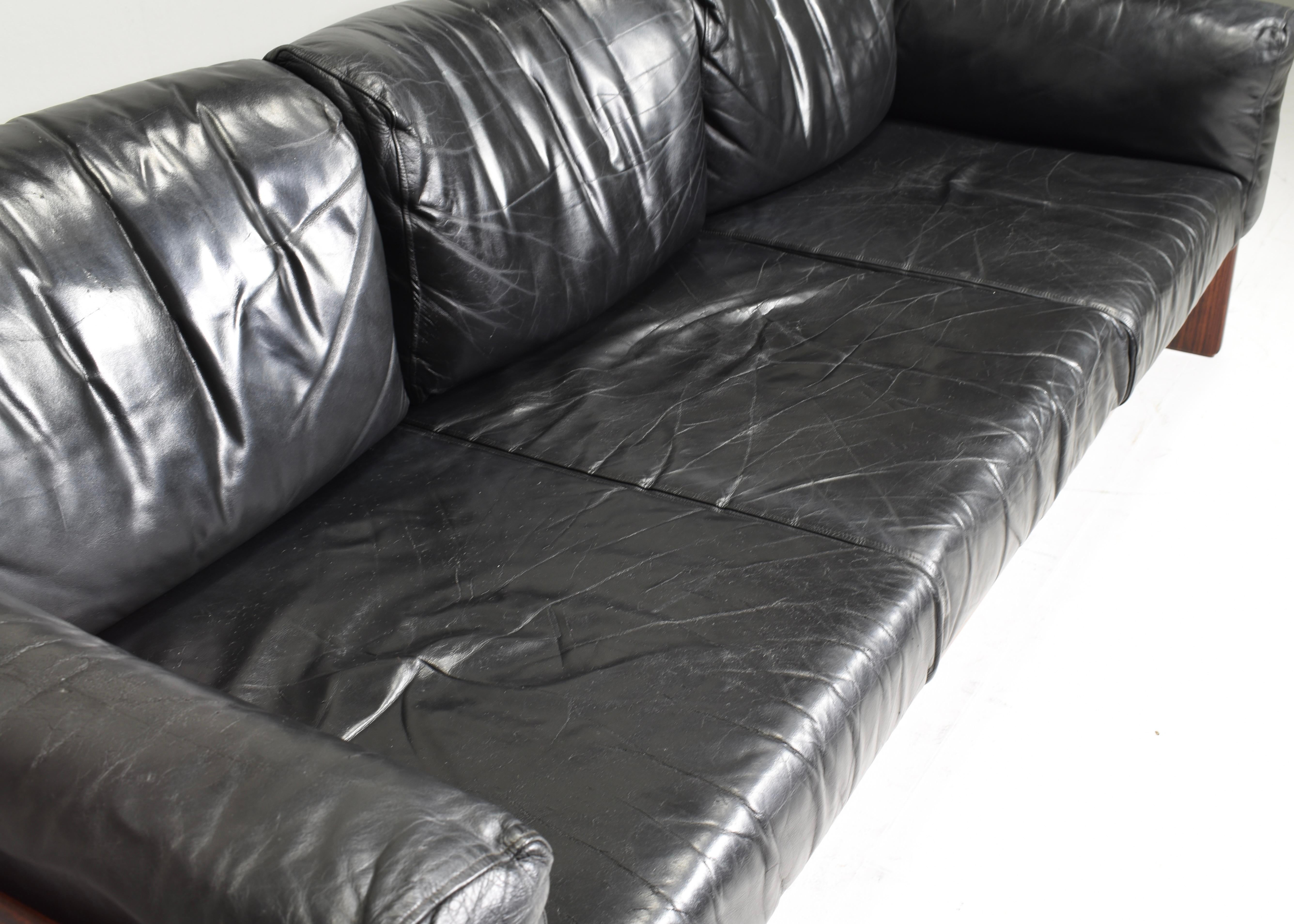 BASTIANO Sofa in black leather by Afra and Tobia Scarpa for KNOLL – Italy, 1962 For Sale 5