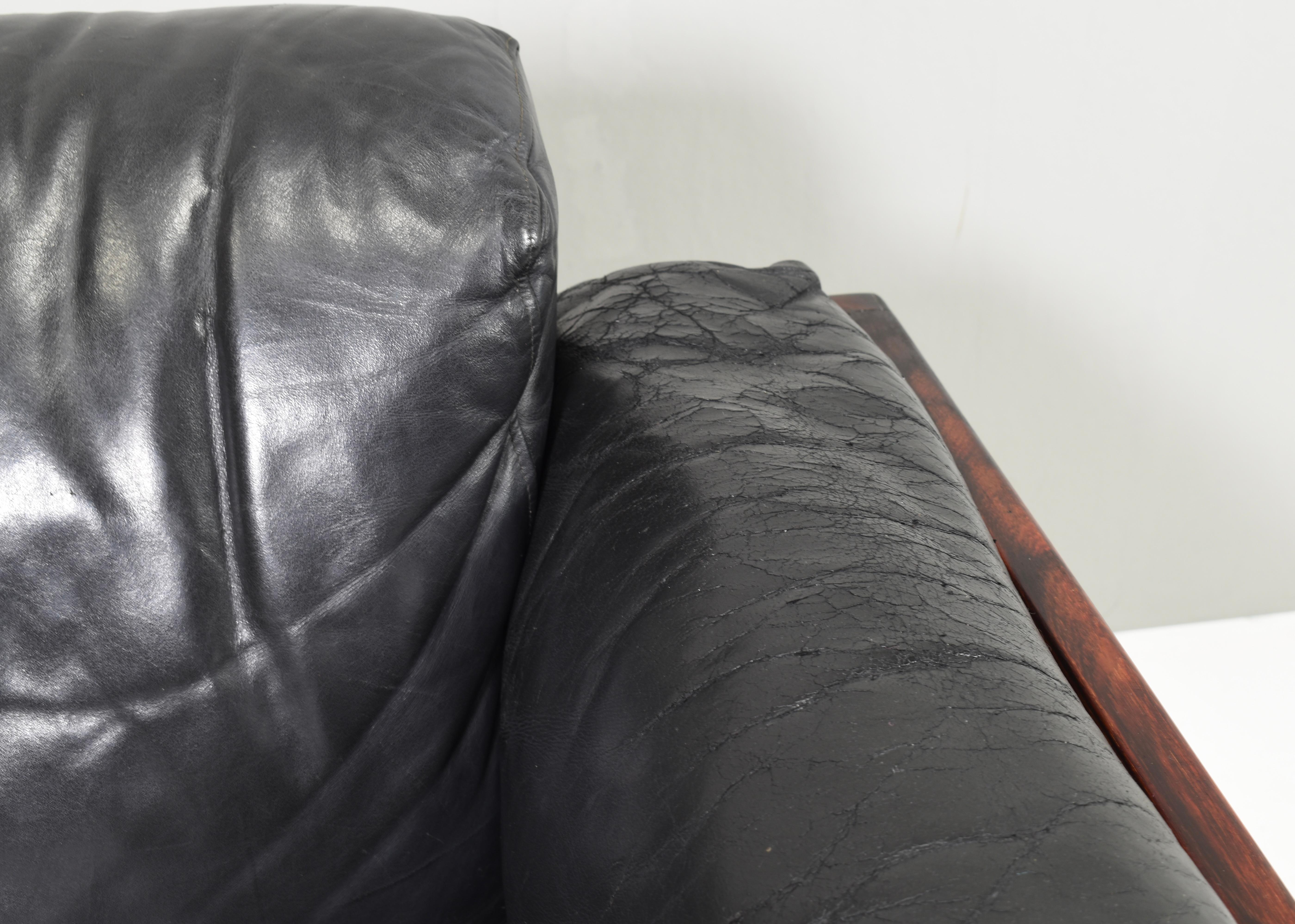 BASTIANO Sofa in black leather by Afra and Tobia Scarpa for KNOLL – Italy, 1962 For Sale 8