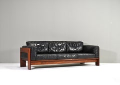 BASTIANO Sofa in black leather by Afra and Tobia Scarpa for KNOLL – Italy, 1962