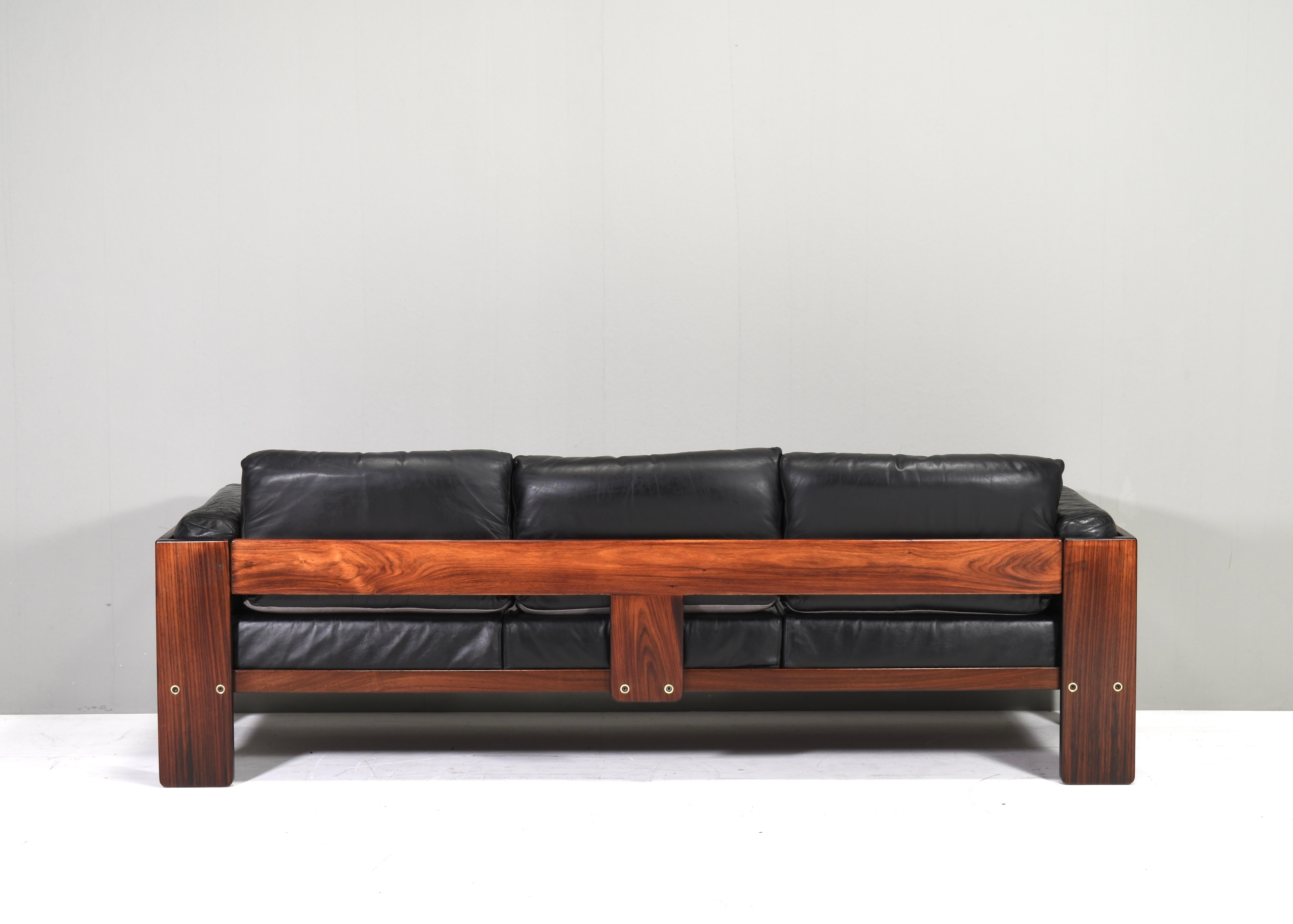 BASTIANO Sofa in black leather by Afra and Tobia Scarpa for KNOLL – Italy, 1962 In Good Condition For Sale In Pijnacker, Zuid-Holland
