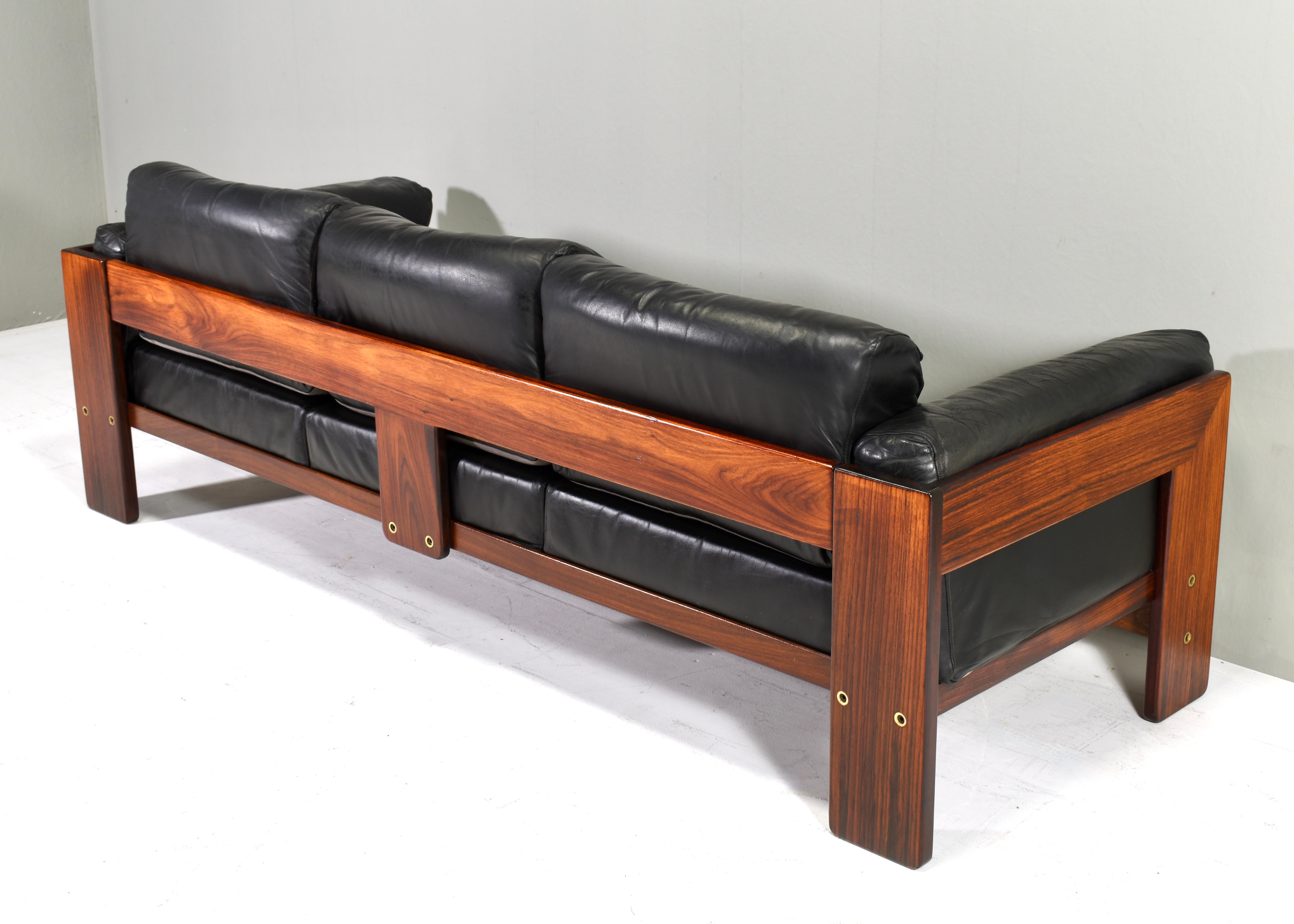 Mid-20th Century BASTIANO Sofa in black leather by Afra and Tobia Scarpa for KNOLL – Italy, 1962 For Sale