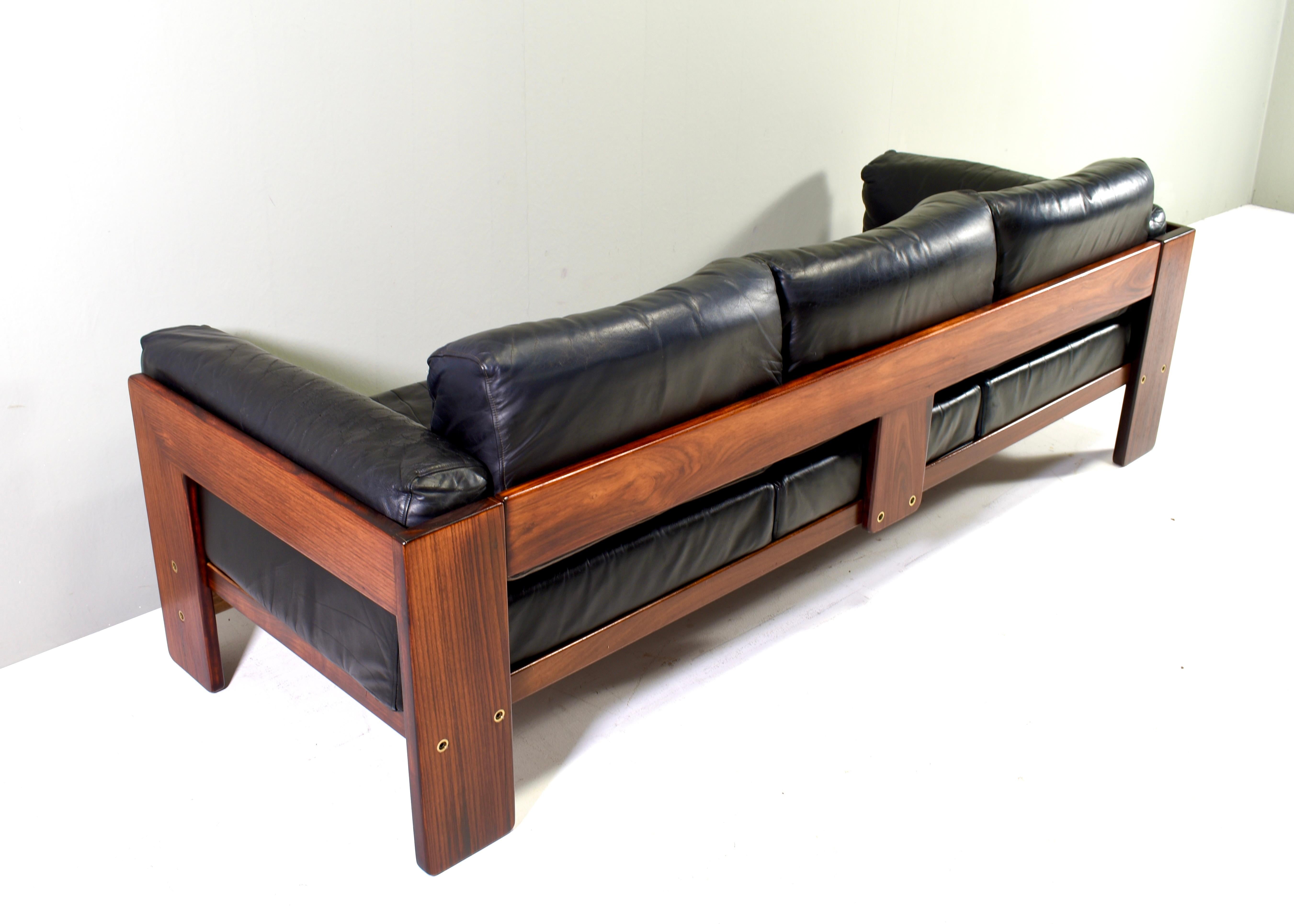 Leather BASTIANO Sofa in black leather by Afra and Tobia Scarpa for KNOLL – Italy, 1962 For Sale
