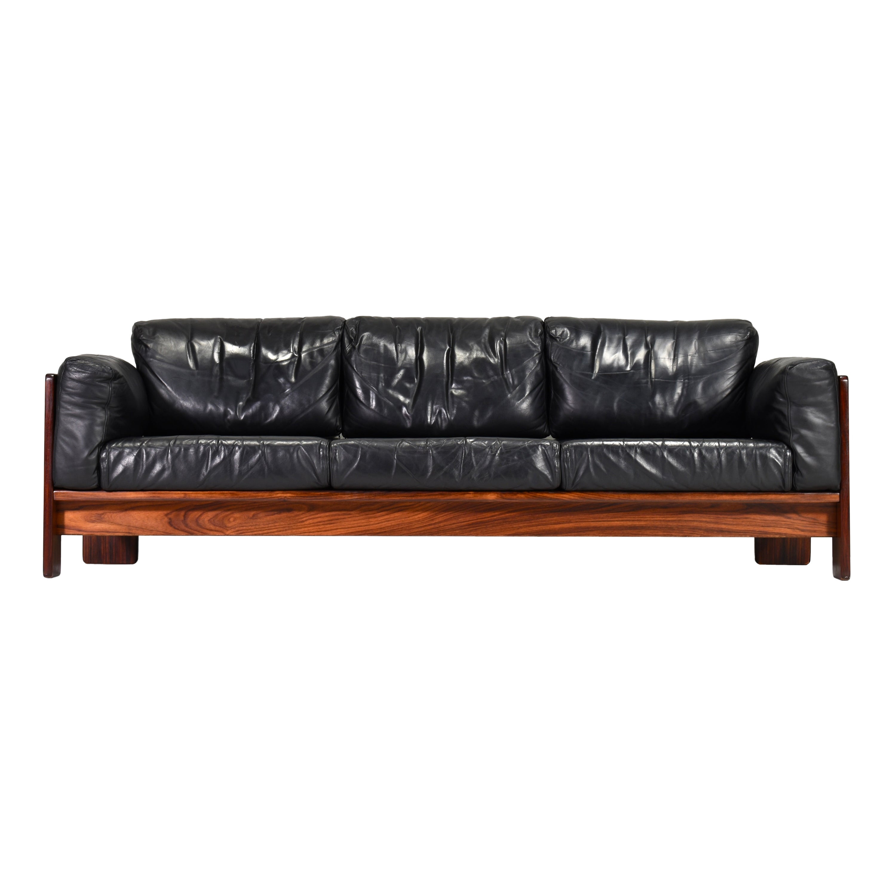 BASTIANO Sofa aus schwarzem Leder von Afra und Tobia Scarpa für KNOLL - Italien, 1962