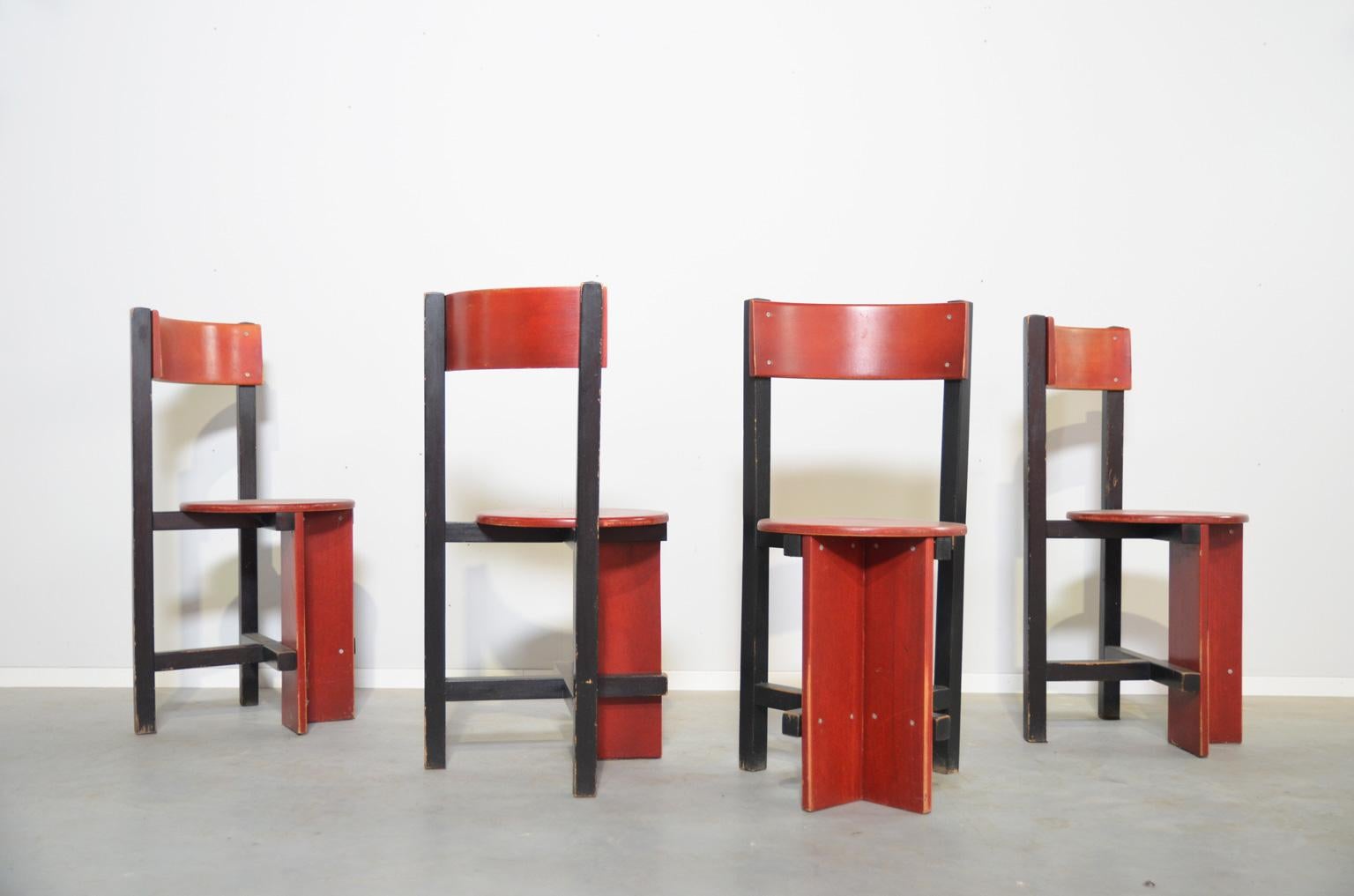 Lacquered Bastille Chairs by Piet Blom for the Huizinga Group