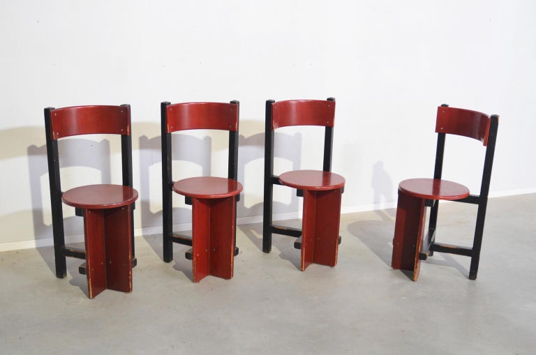Mid-Century Modern Bastille Chairs by Piet Blom for the Huizinga Group, Netherlands For Sale
