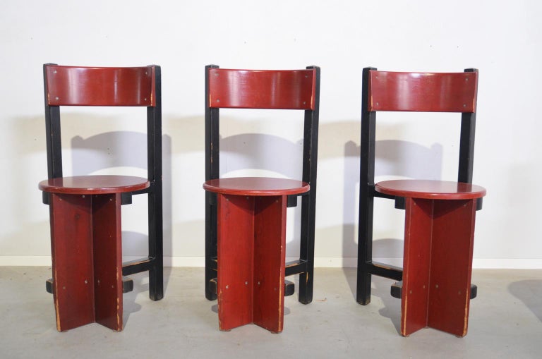 Lacquered Bastille Chairs by Piet Blom for the Huizinga Group, Netherlands For Sale