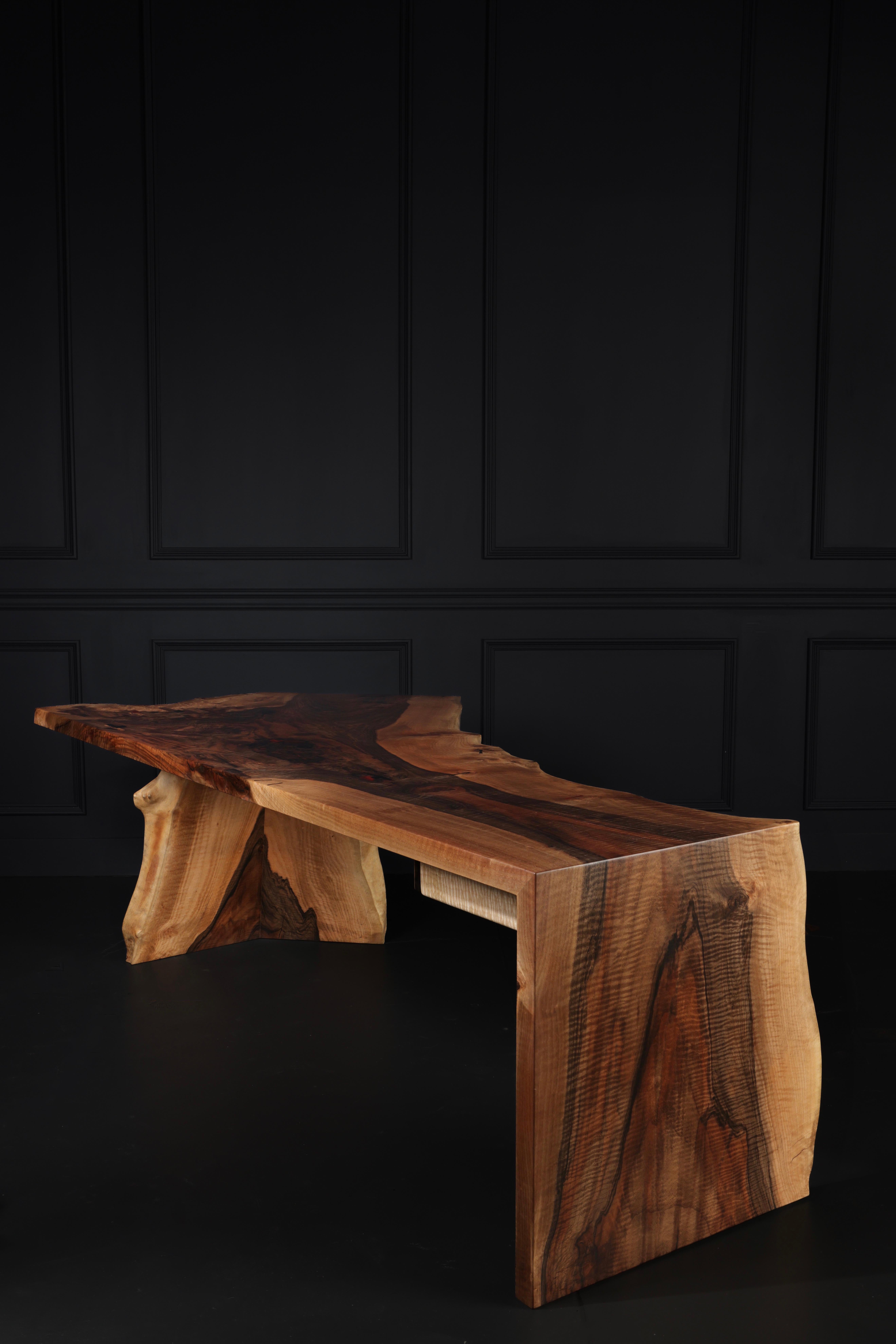 Woodwork Bastogne Walnut Live Edge, Executive Desk In-Stock 