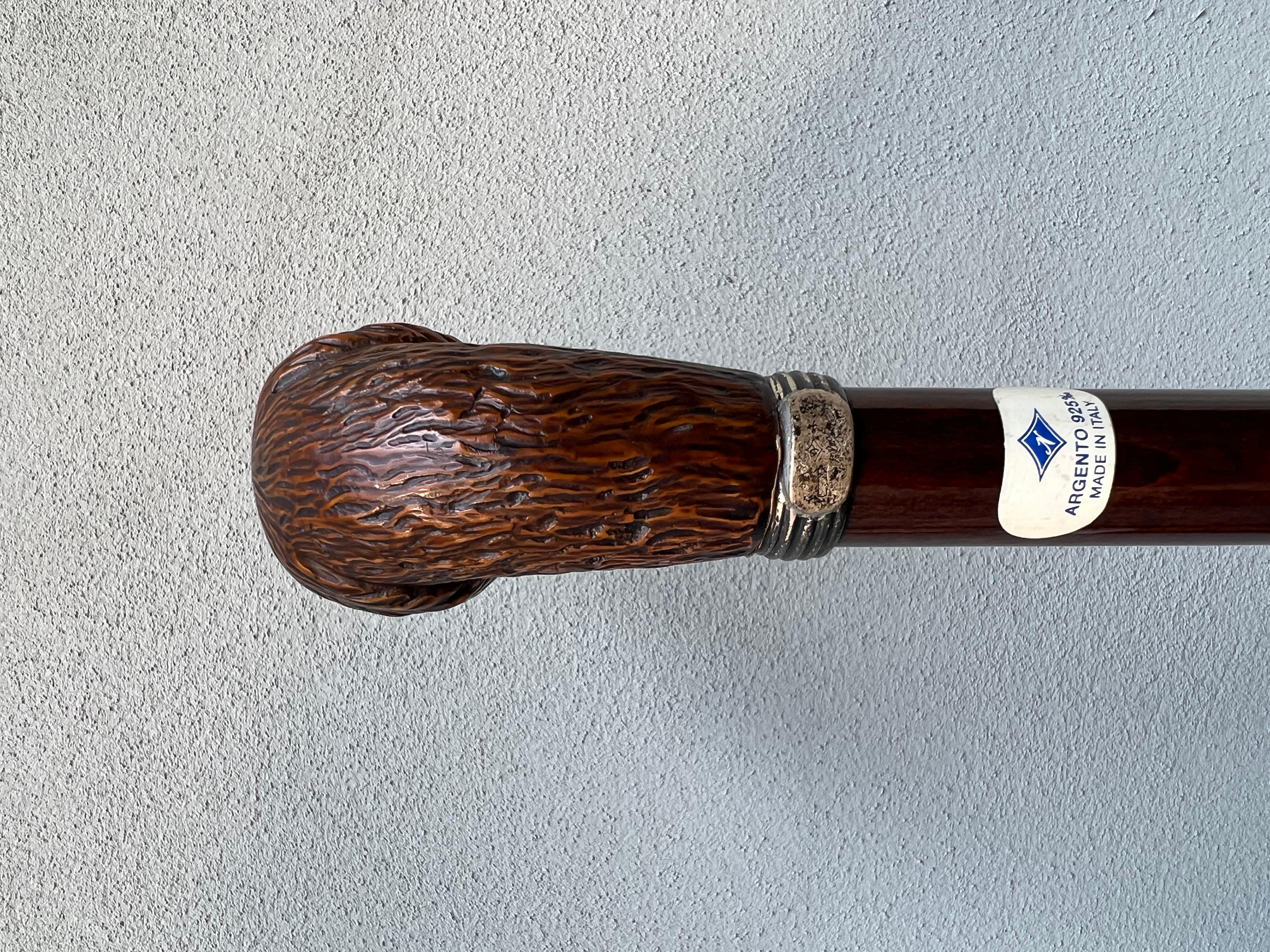 bastone - bastone animali - bastone testa cane - Stock - Holzstock - Vintage (20. Jahrhundert) im Angebot