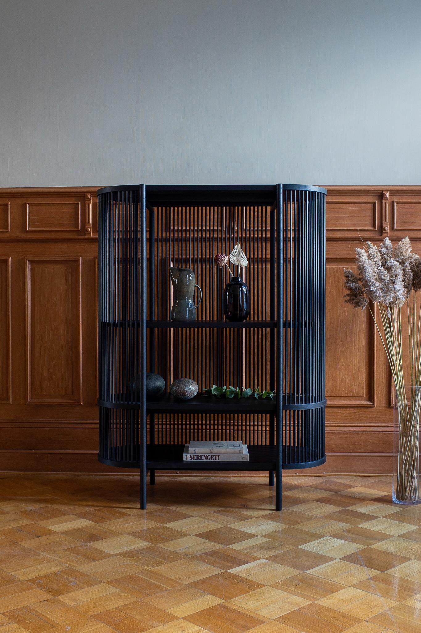 Scandinavian Modern Bastone Cabinet in Black by Poiat For Sale