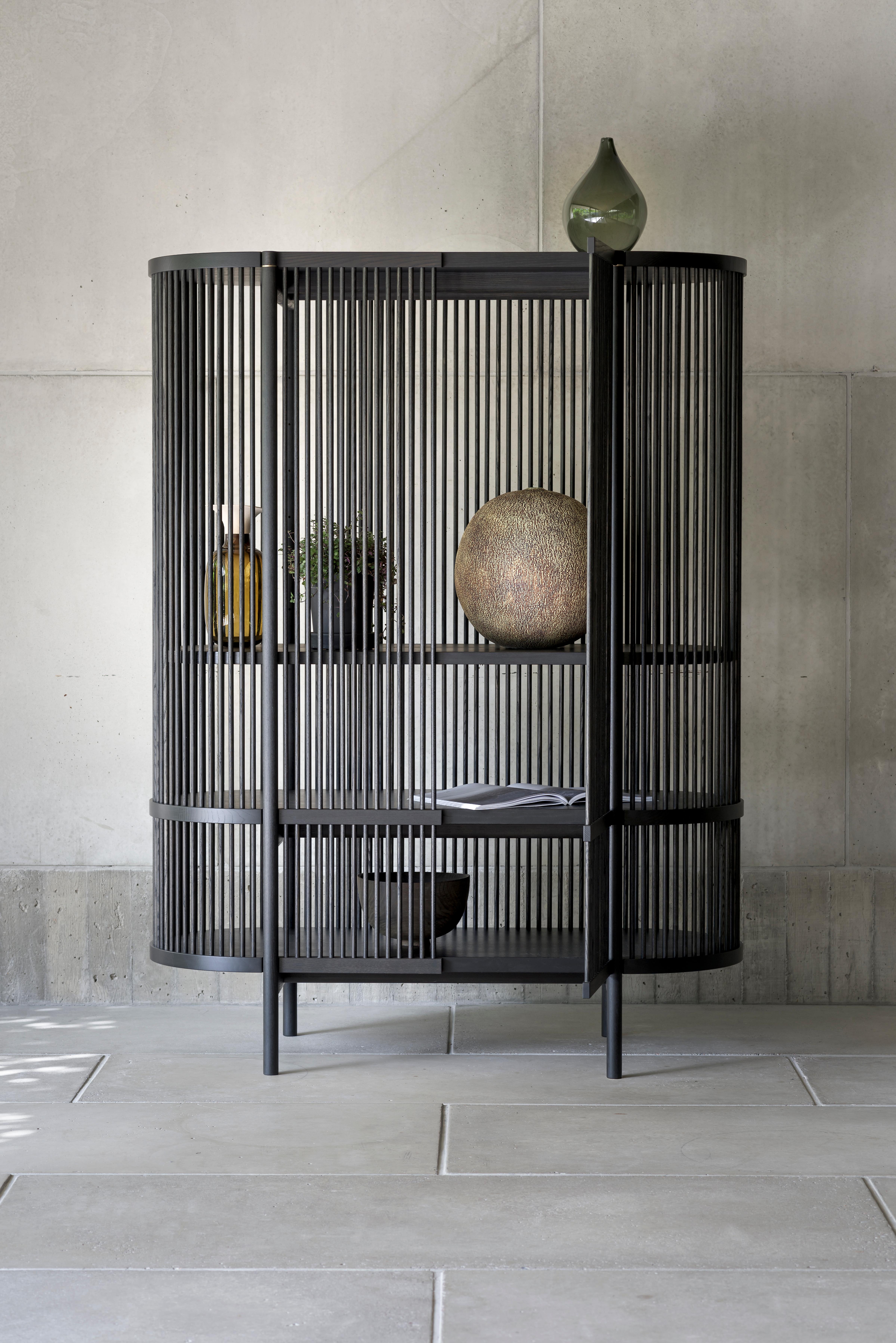 Contemporary Bastone Cabinet in Black with Doors by Poiat For Sale