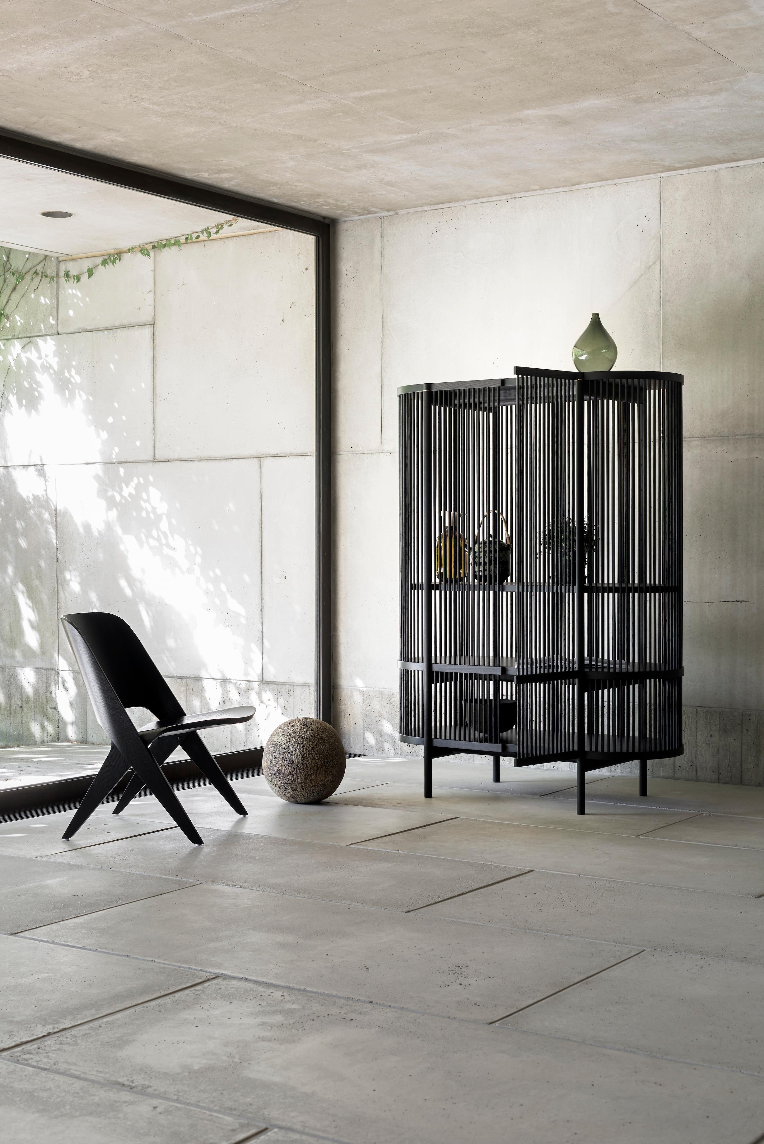 Bastone Cabinet in Black with Doors by Poiat For Sale 1