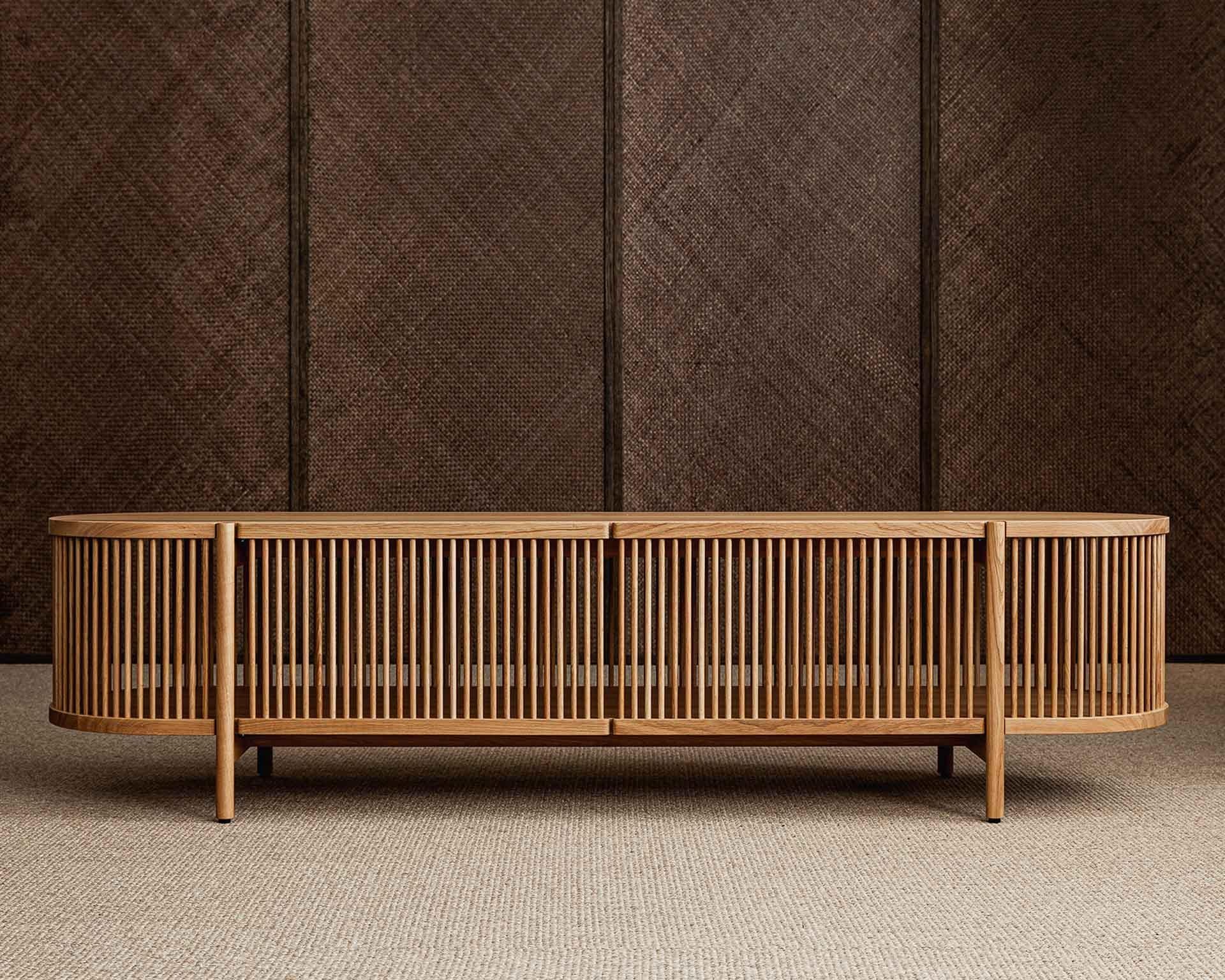 Contemporary Bastone Low Sideboard in Natural Oak by Poiat For Sale