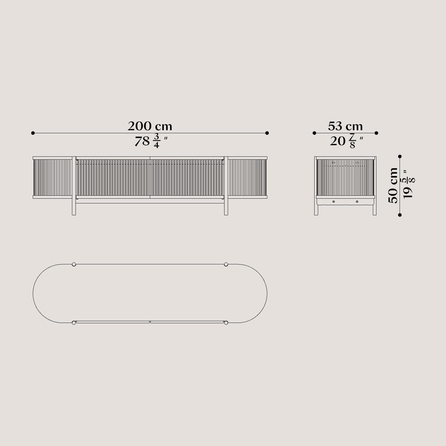 Niedriges Bastone-Sideboard mit Türen aus schwarz gebeizter Eiche von Poiat im Angebot 3