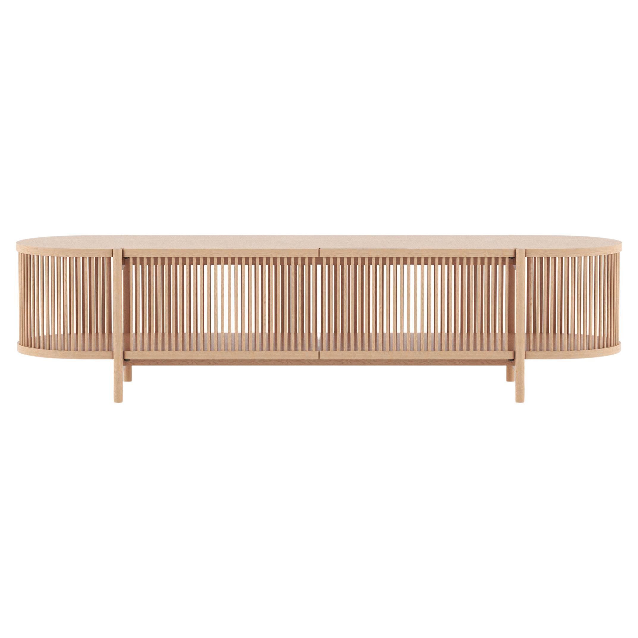 Bastone Low Sideboard with Doors in Natural Oak by Poiat For Sale