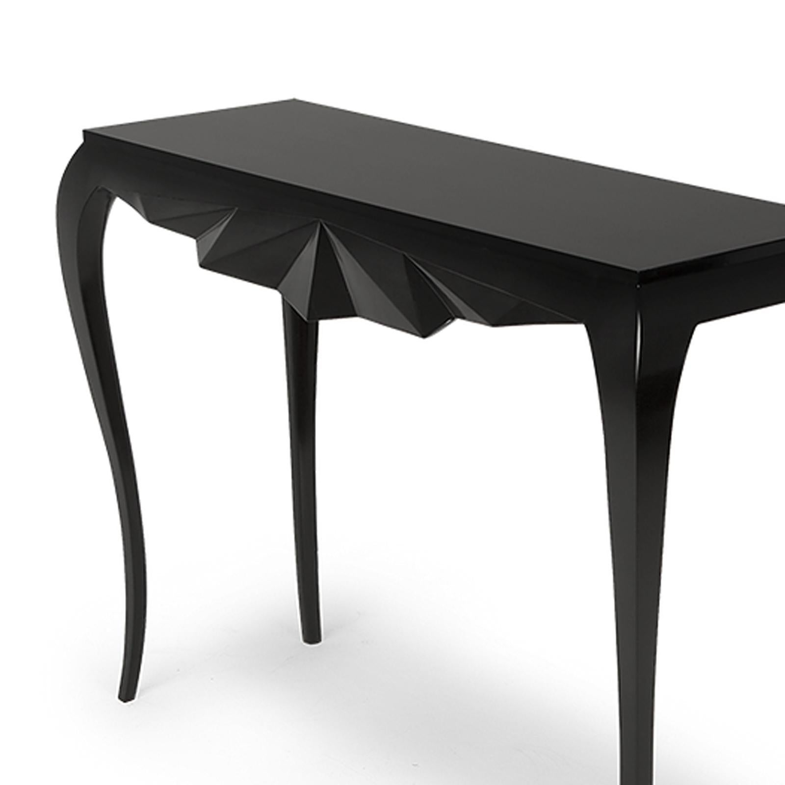 XXIe siècle et contemporain Table console Bat en acajou massif laqué noir en vente