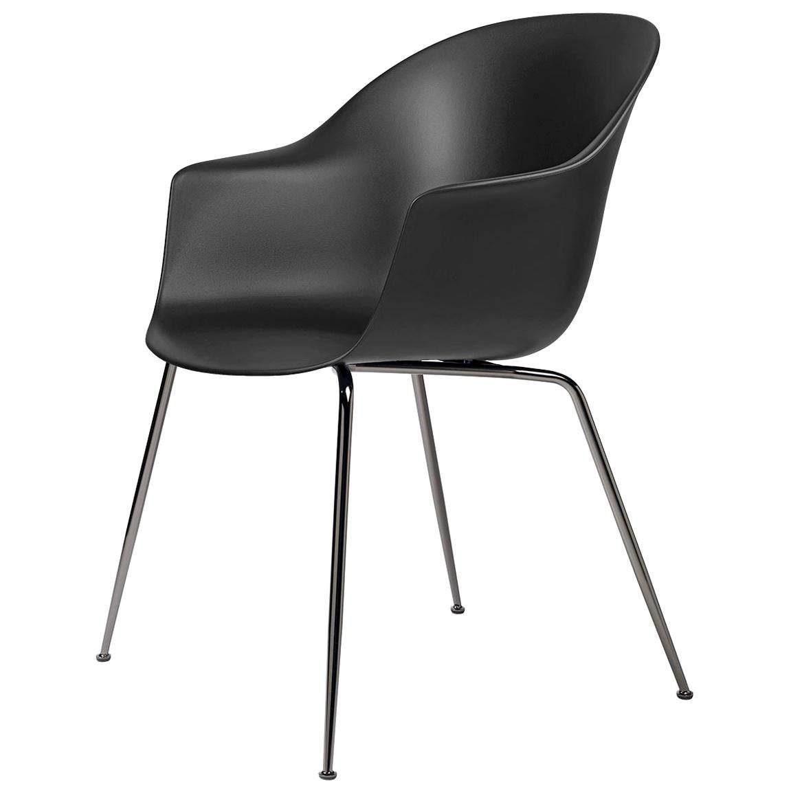Bat Dining Chair, Un - Upholstered,  Conic Base, Black Chrome 
