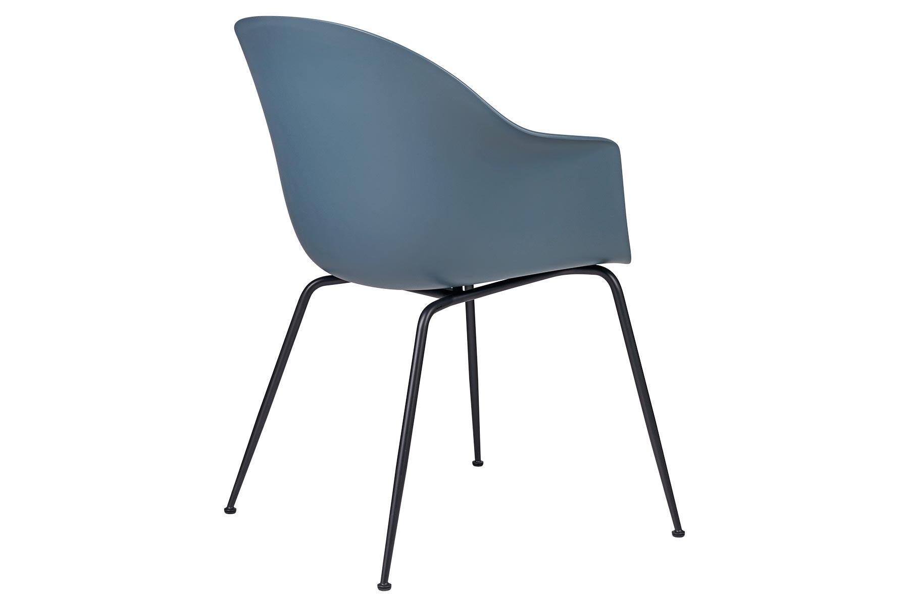 Esszimmerstuhl mit Fledermaus, nicht gepolstert, konischer Sockel, matt schwarz im Angebot 4