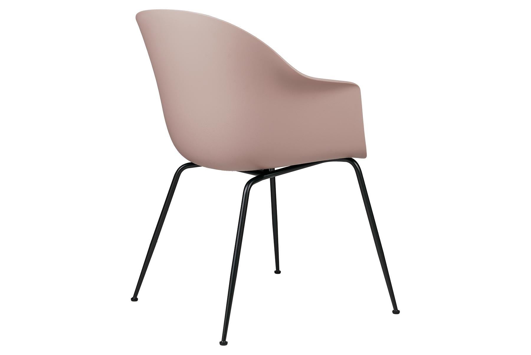 Esszimmerstuhl mit Fledermaus, nicht gepolstert, konischer Sockel, matt schwarz im Angebot 6