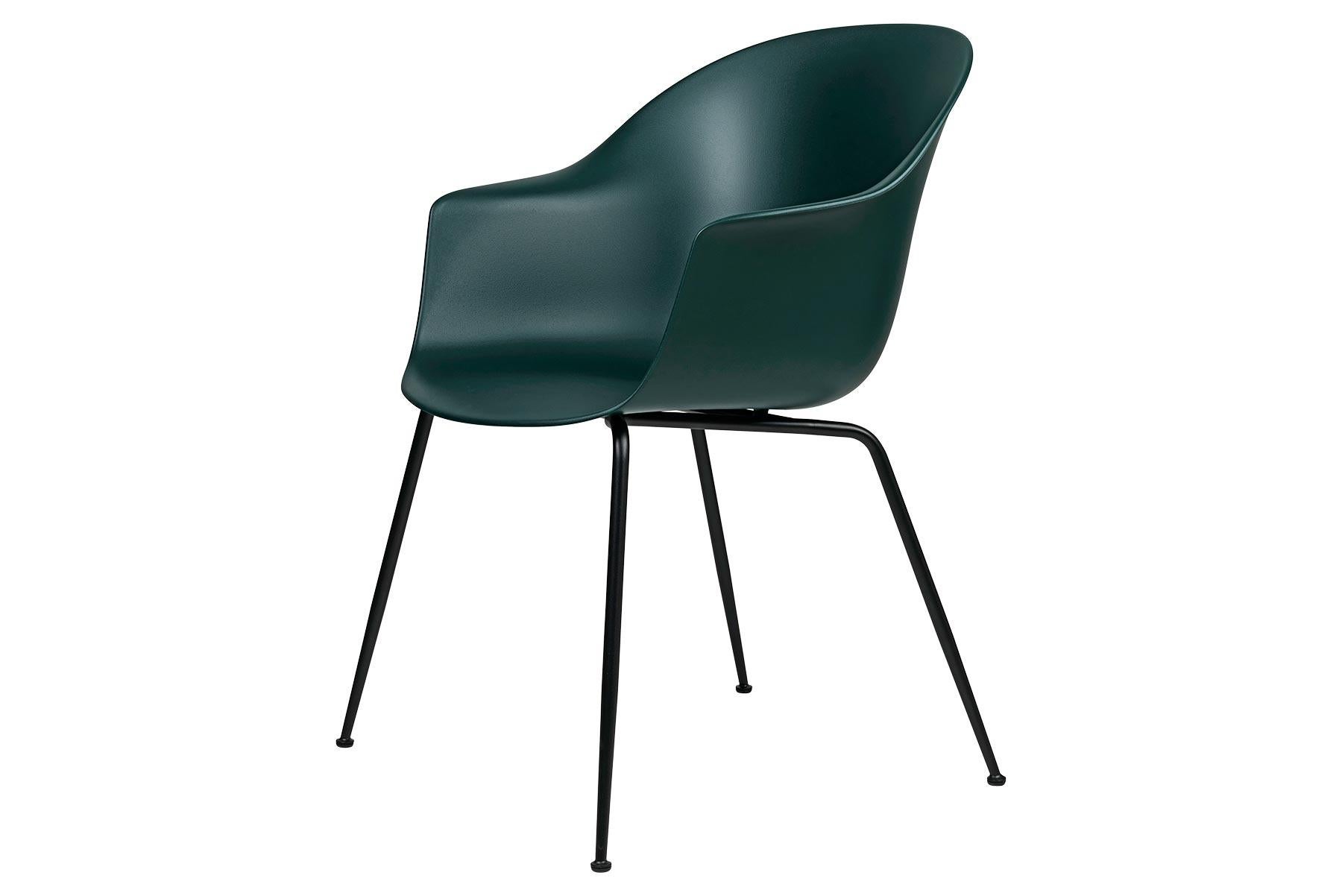 Esszimmerstuhl mit Fledermaus, nicht gepolstert, konischer Sockel, matt schwarz (Moderne der Mitte des Jahrhunderts) im Angebot