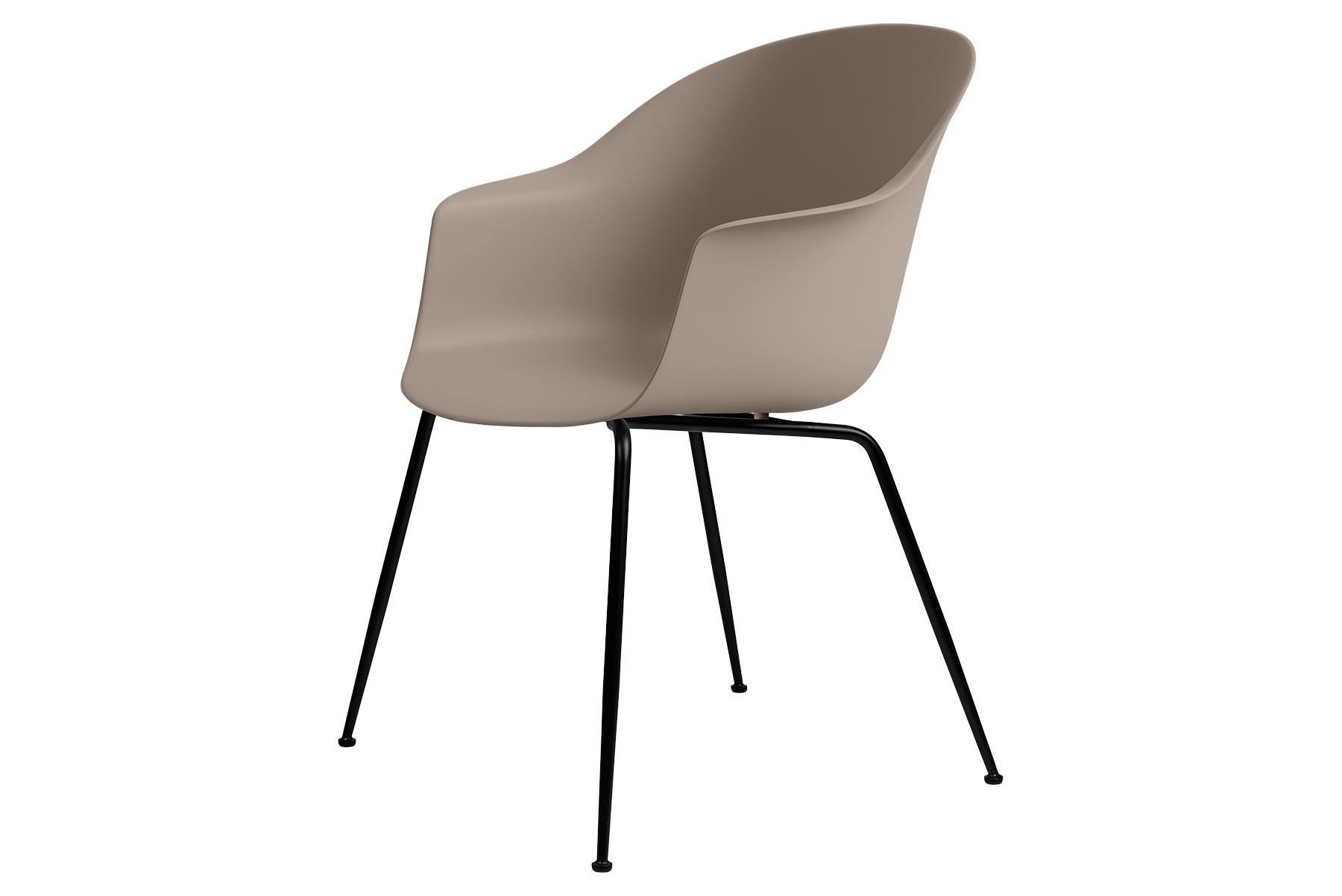 Contemporary Bat Dining Chair, Un-Upholstered, Conic Base, Matte Black For Sale