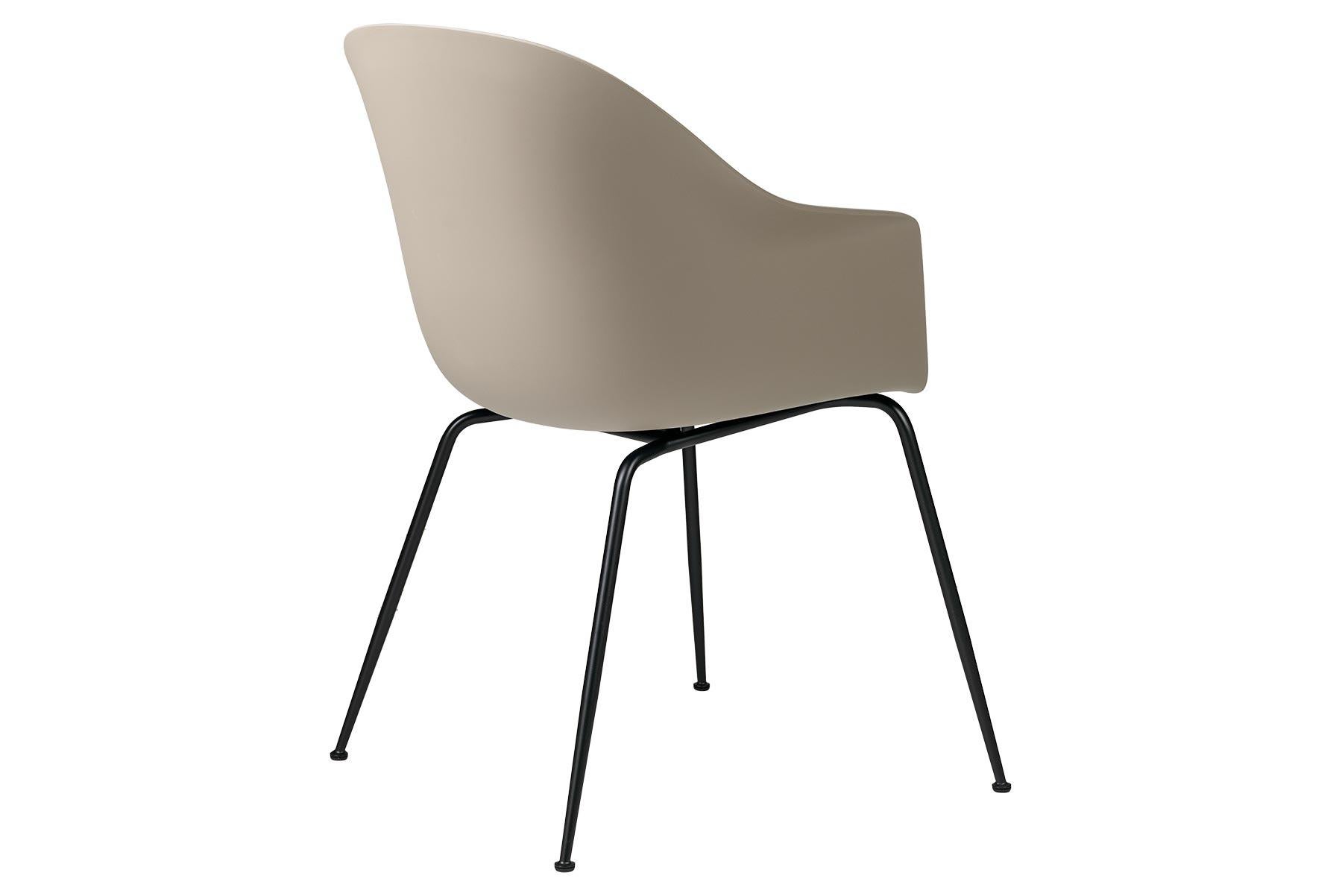 Steel Bat Dining Chair, Un-Upholstered, Conic Base, Matte Black For Sale