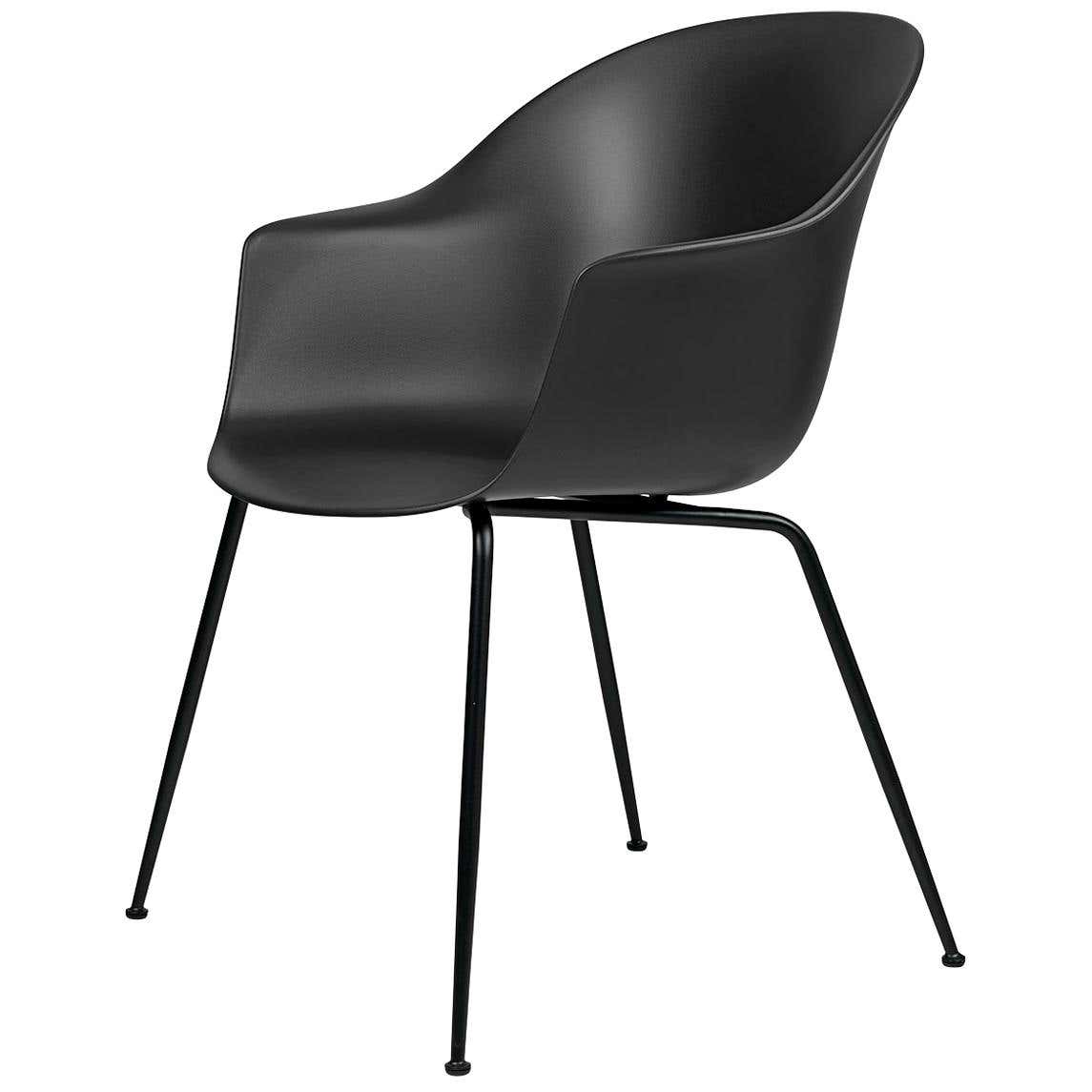 Bat Dining Chair, Un-Upholstered, Conic Base, Matte Black For Sale at ...
