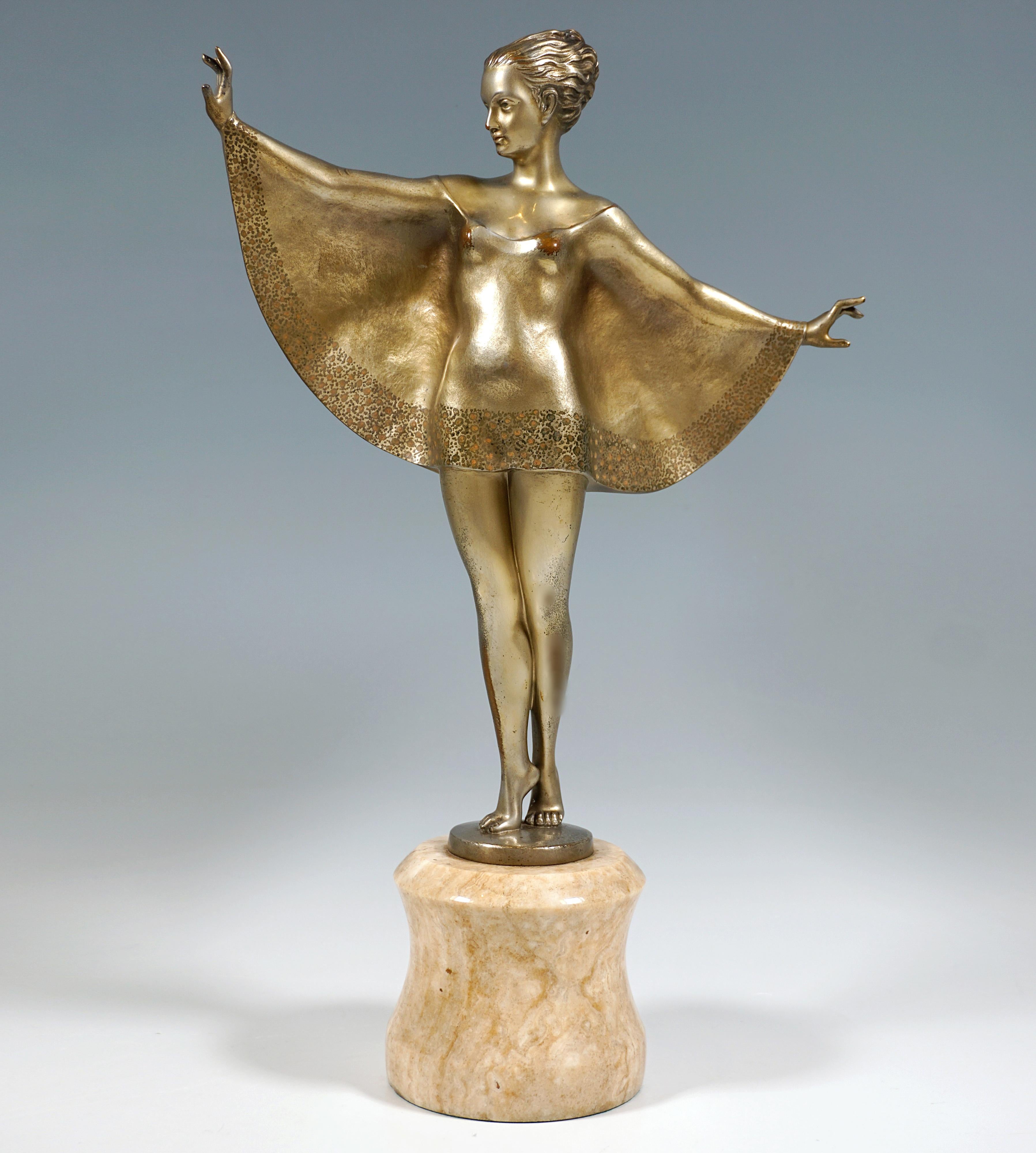 Art Deco 'Bat Girl', Viennese Art Déco Bronze Dancer by Josef Lorenzl c. 1915/1920