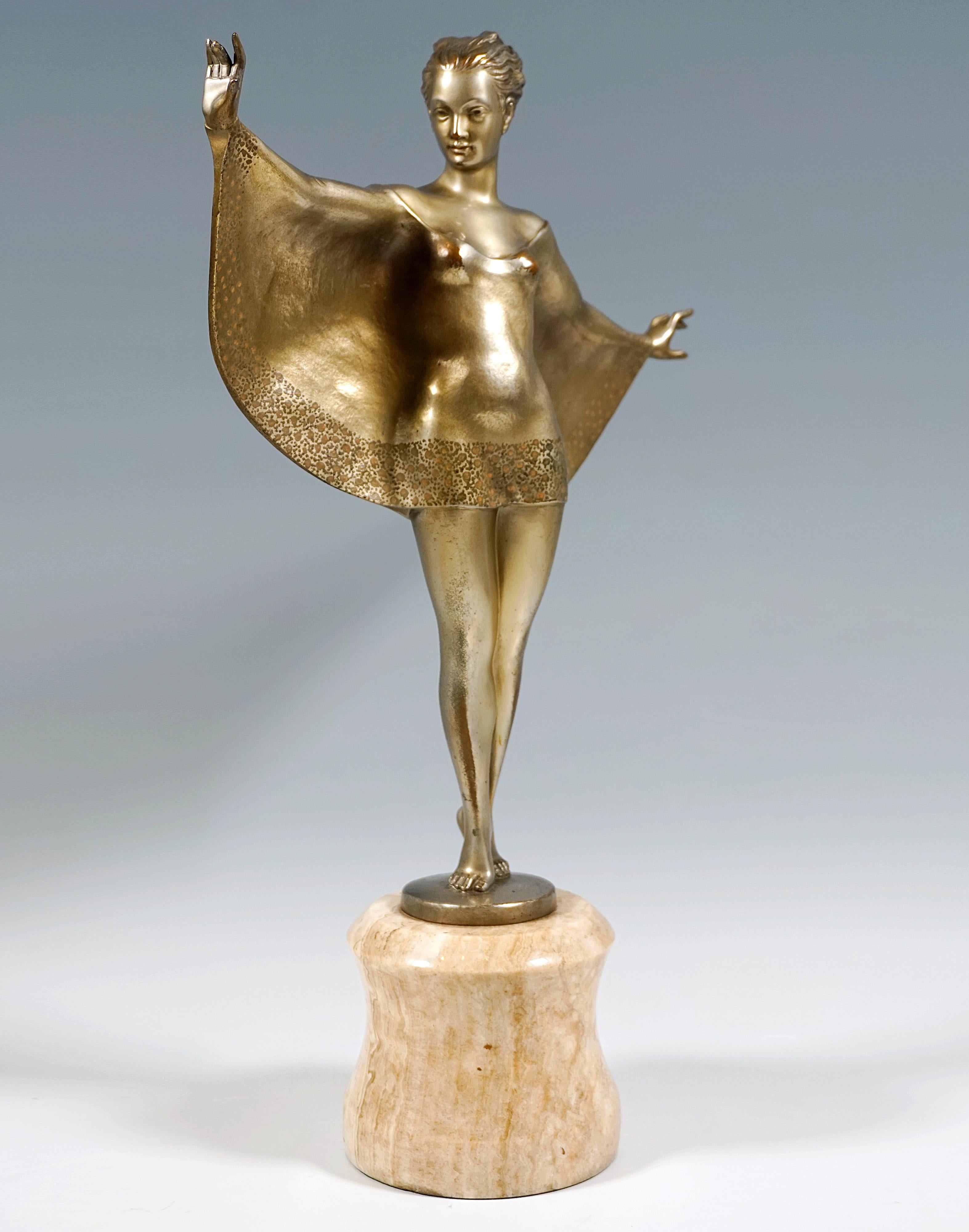 Austrian 'Bat Girl', Viennese Art Déco Bronze Dancer by Josef Lorenzl c. 1915/1920