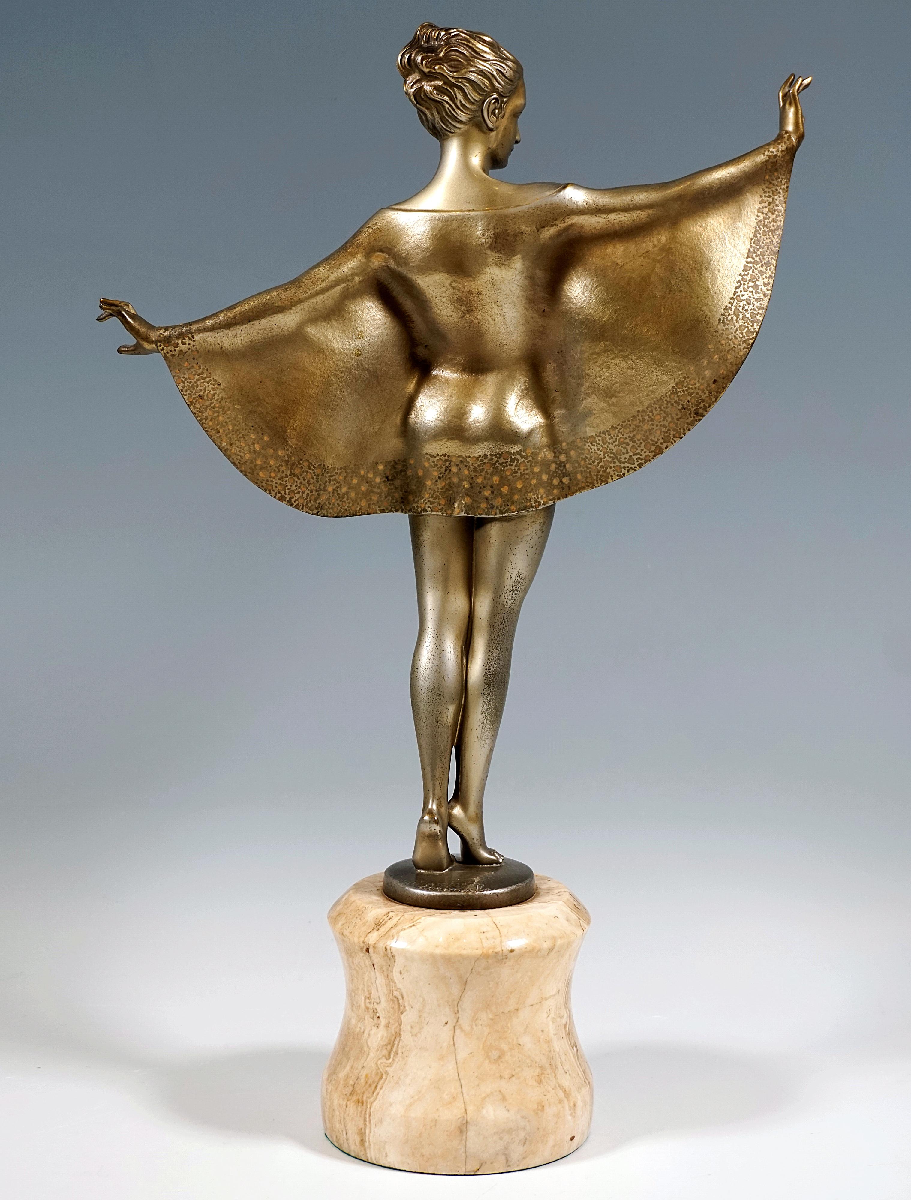Cast 'Bat Girl', Viennese Art Déco Bronze Dancer by Josef Lorenzl c. 1915/1920