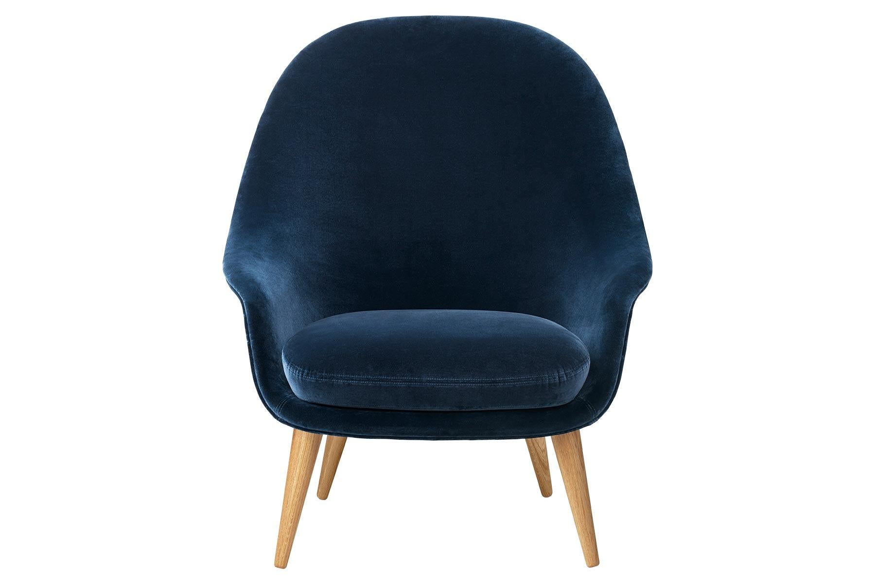 Bat Highback Lounge Chair, Fully Upholstered, Walnut Base For Sale 5