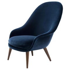Bat Highback Lounge Chair, Fully Upholstered, Walnut Base