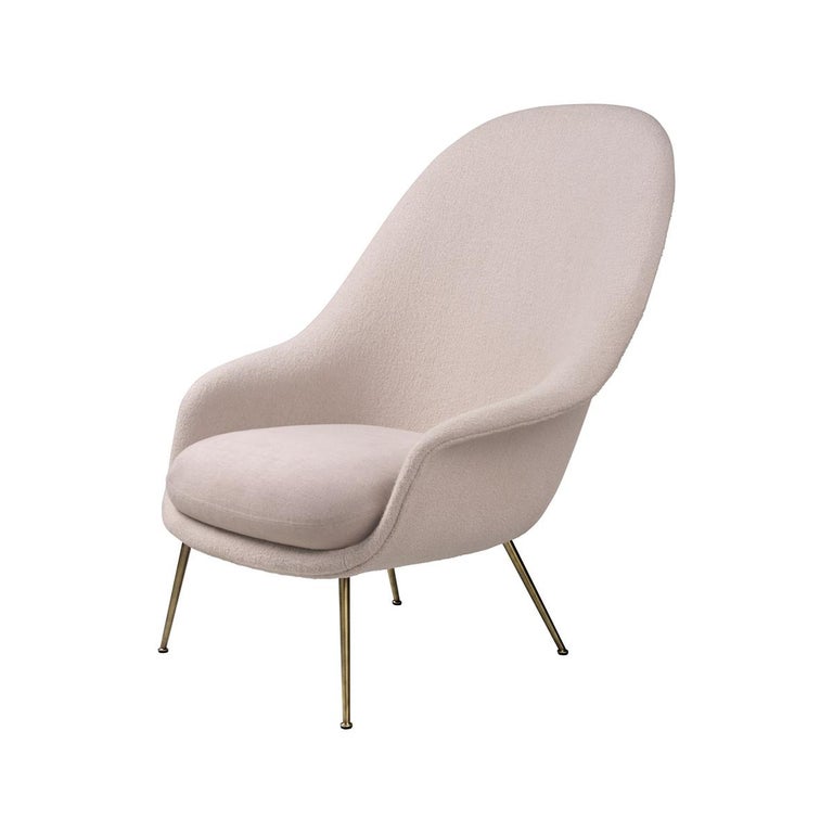 Bat Lounge Chair, High Back Fully Upholstered with Semi Matt Brass Legs ...