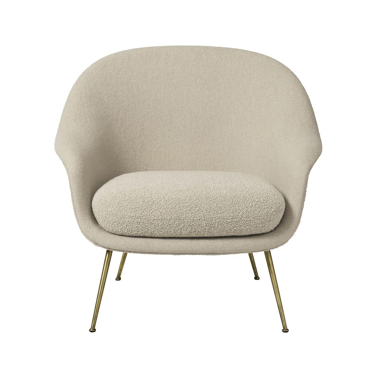 Danish Bat Lounge Chair, Low Back Fully Upholstered with Semi Matt Brass Legs For Sale