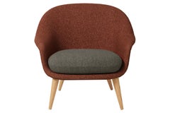 Bat Low Back Lounge Chair, Fully Upholstered, Oak Base