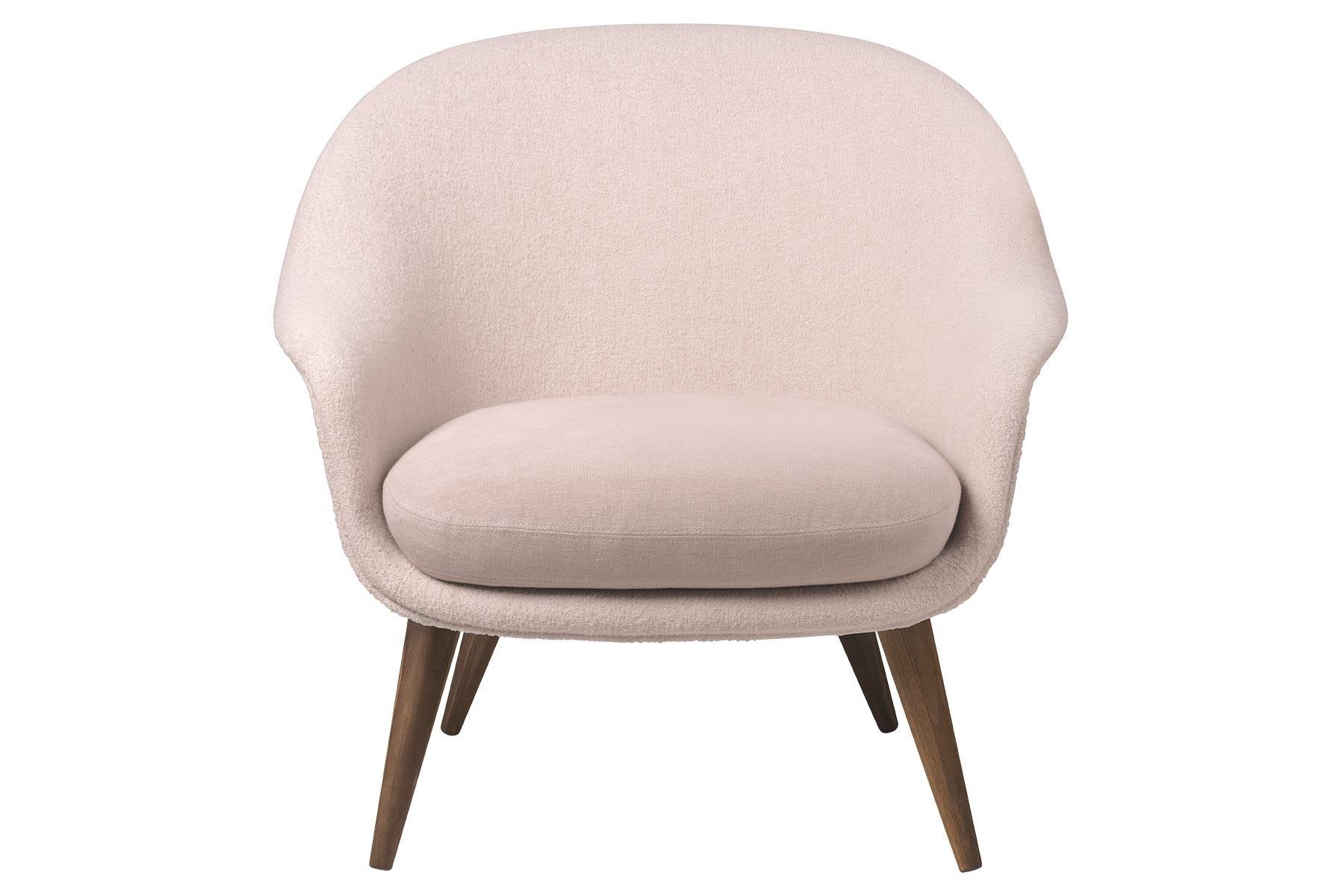 Mid-Century Modern Bat Low Back Lounge Chair, Fully Upholstered, Oak Base For Sale
